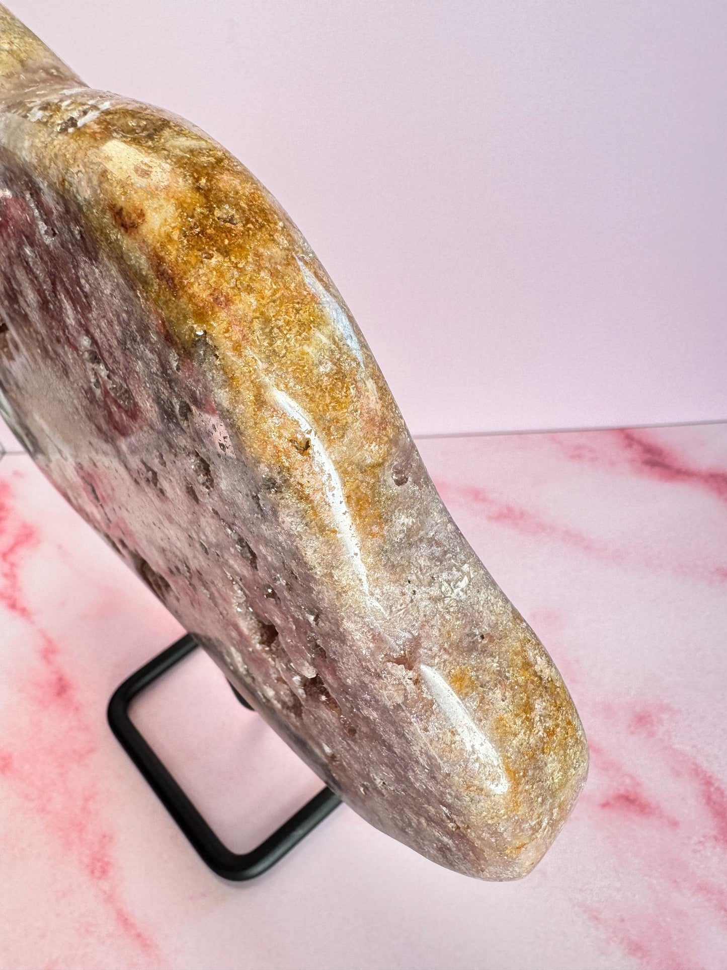 Pink Amethyst Cloud Carving on Stand