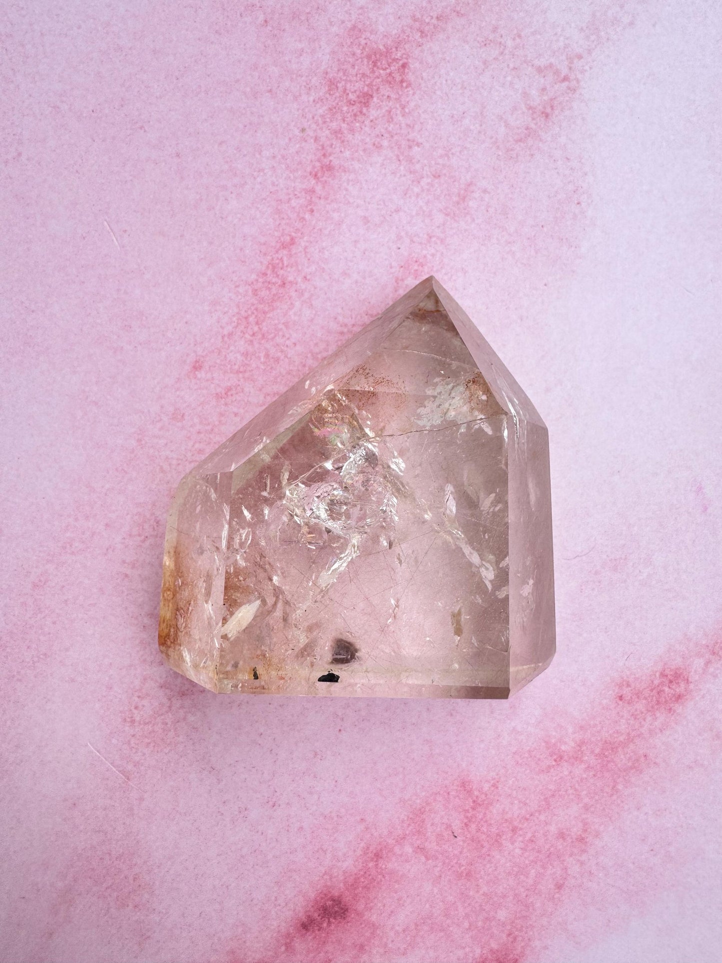 Clear Quartz Point with Golden Rutile Inclusions from Brazil - Item C