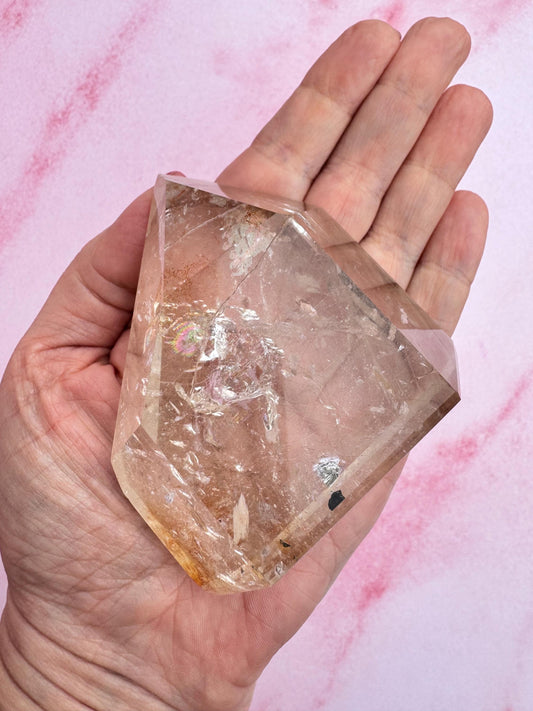 Clear Quartz Point with Golden Rutile Inclusions from Brazil - Item C