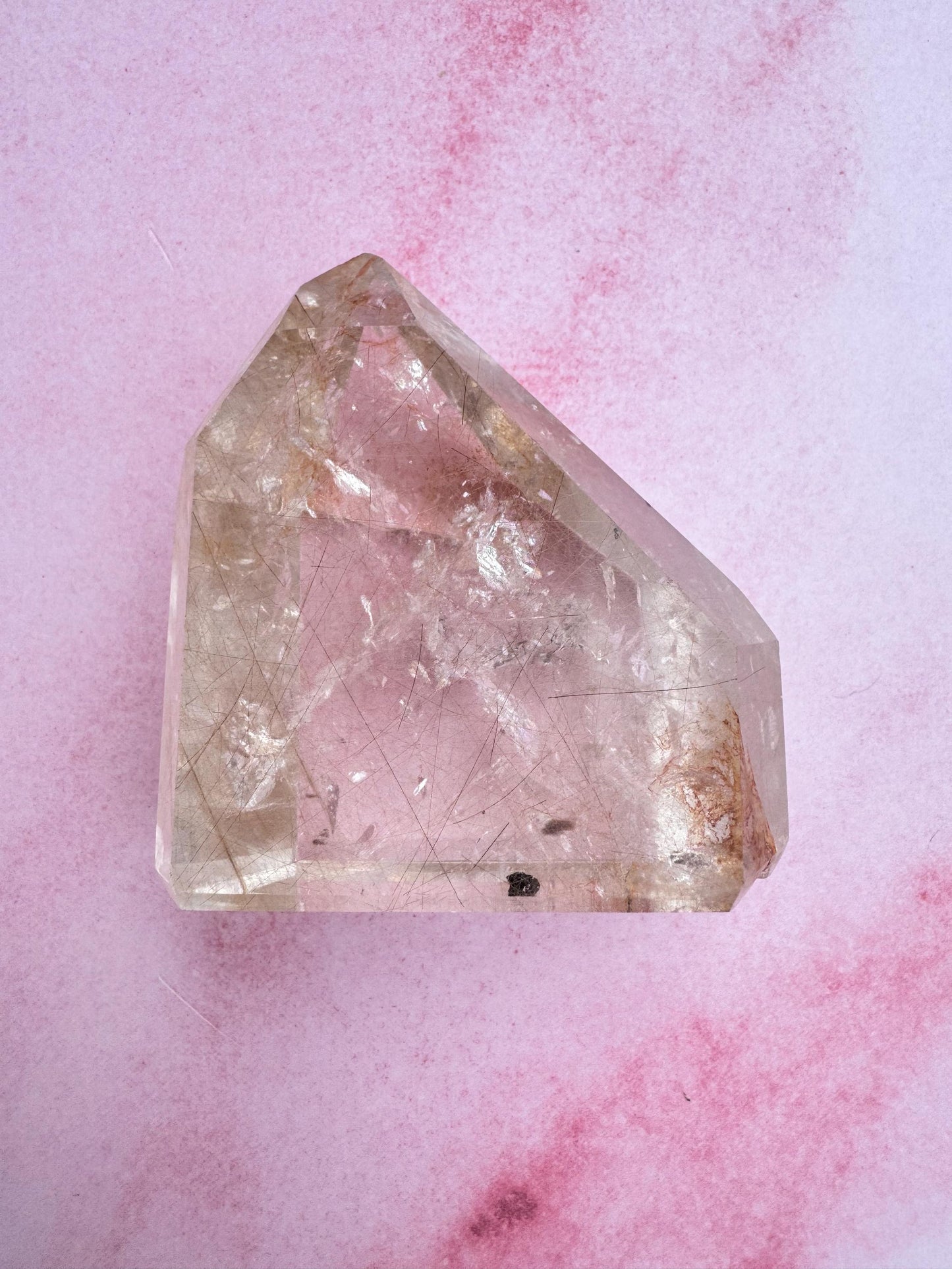Clear Quartz Point with Golden Rutile Inclusions from Brazil - Item C