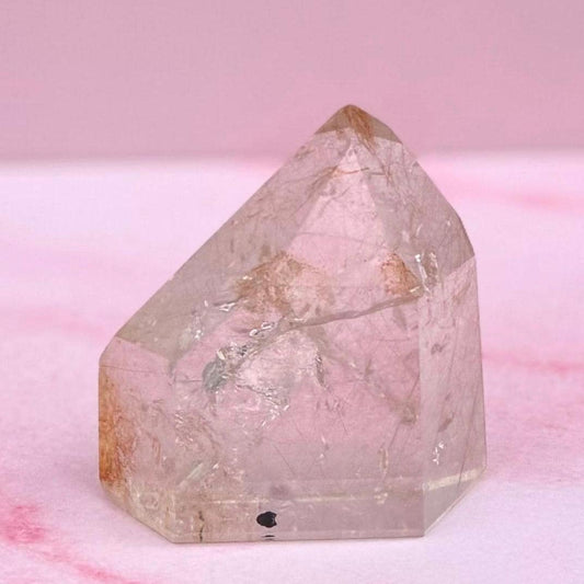 Clear Quartz Point with Golden Rutile Inclusions from Brazil - Item C
