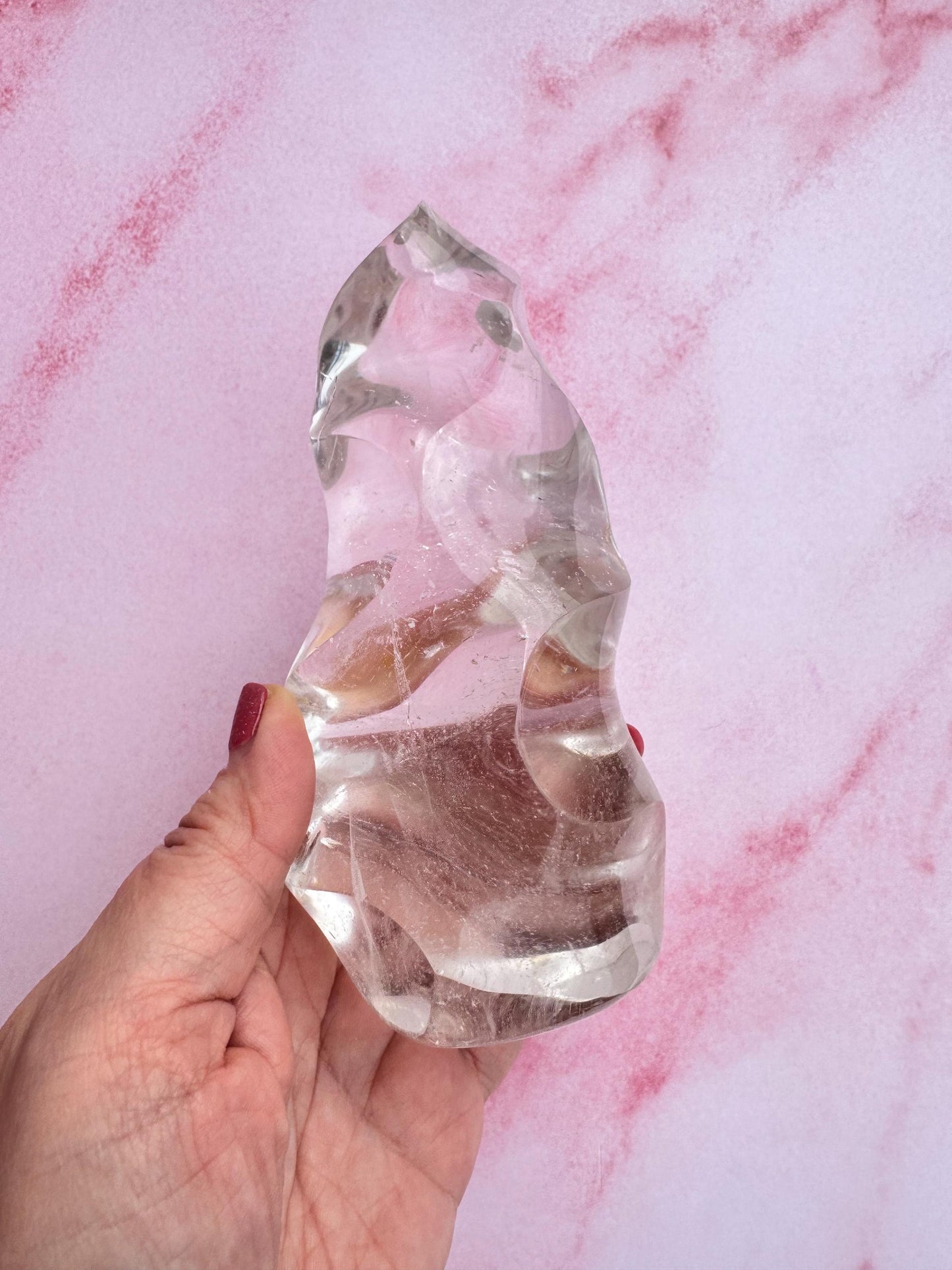 High Quality Clear Quartz Flame Carving from Madagascar (5.25")
