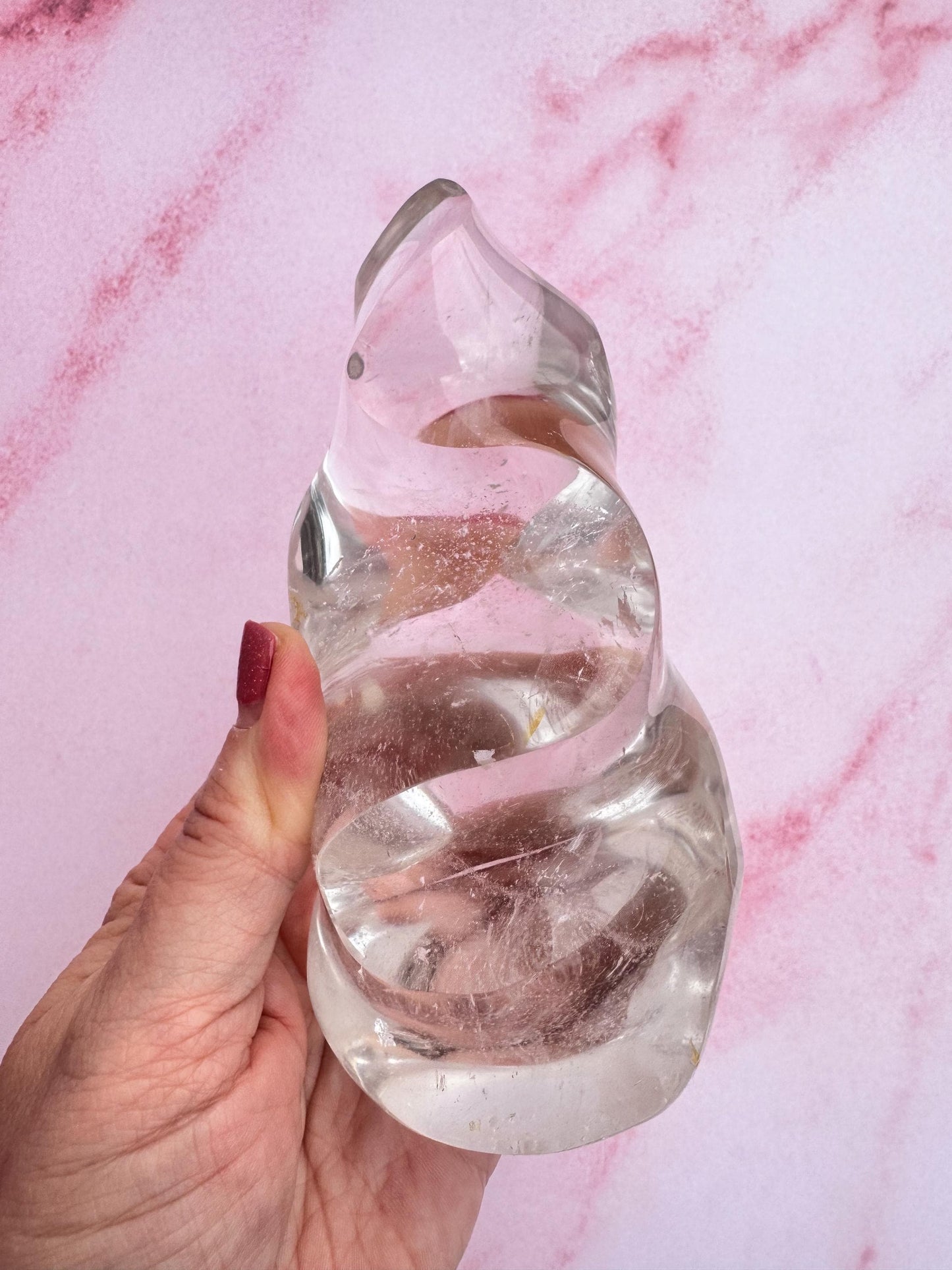 High Quality Clear Quartz Flame Carving from Madagascar (5.25")