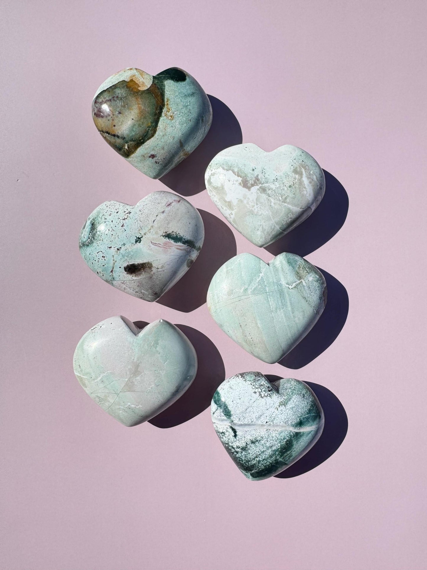 Unicorn Jasper Heart Carvings - from India