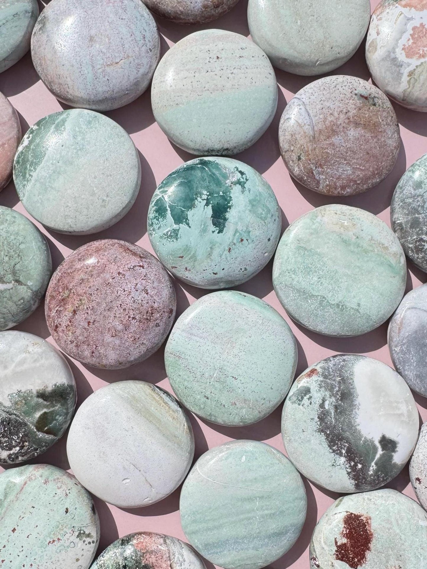 Pastel Unicorn Jasper Flat Stones - from India; Perfect for Meditation or Carrying with You
