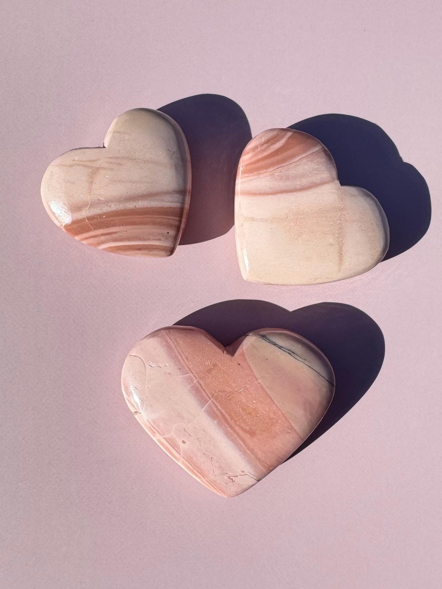 Pink Opal Heart Carvings from Madagascar; YOU CHOOSE
