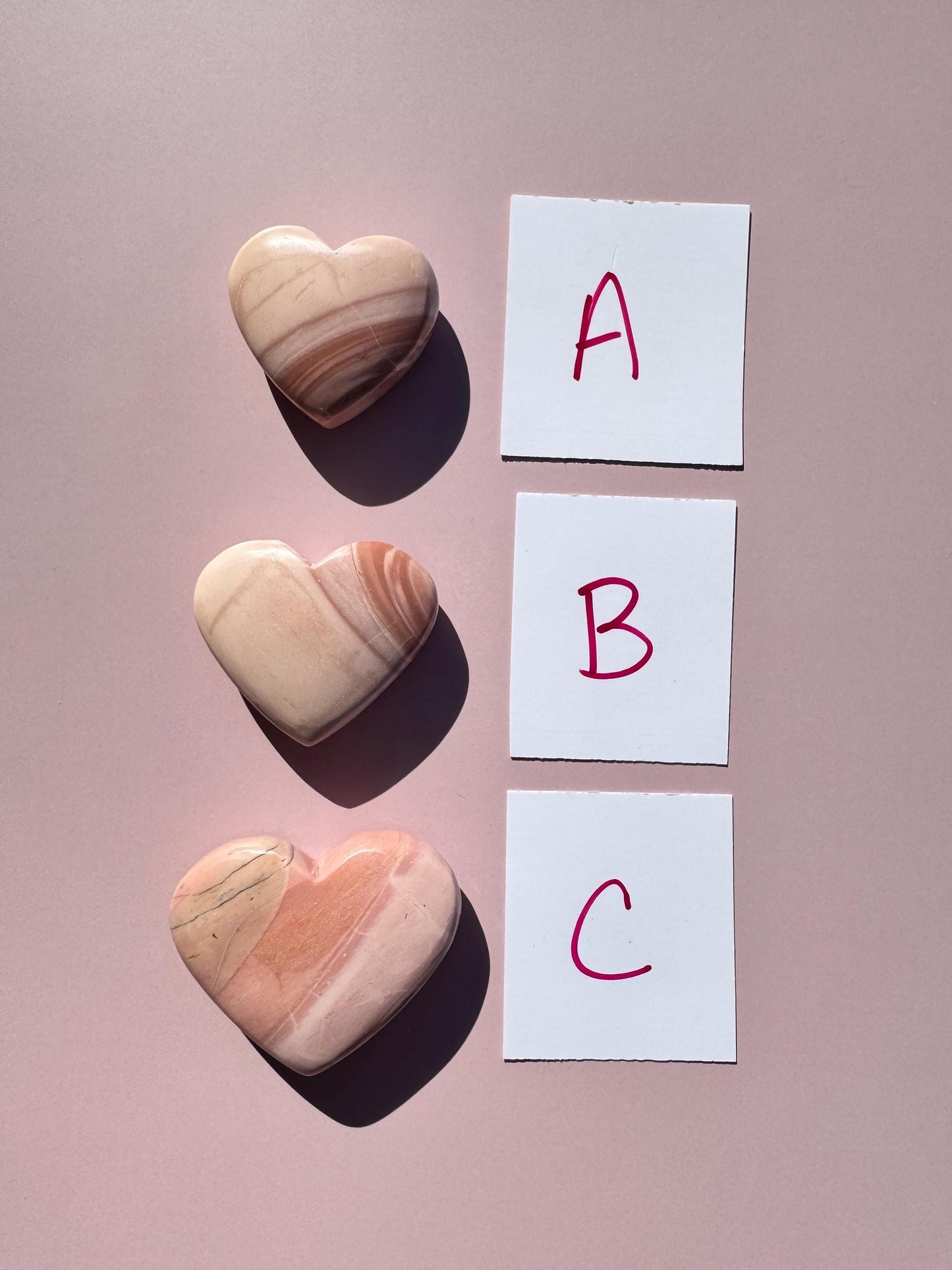 Pink Opal Heart Carvings from Madagascar; YOU CHOOSE