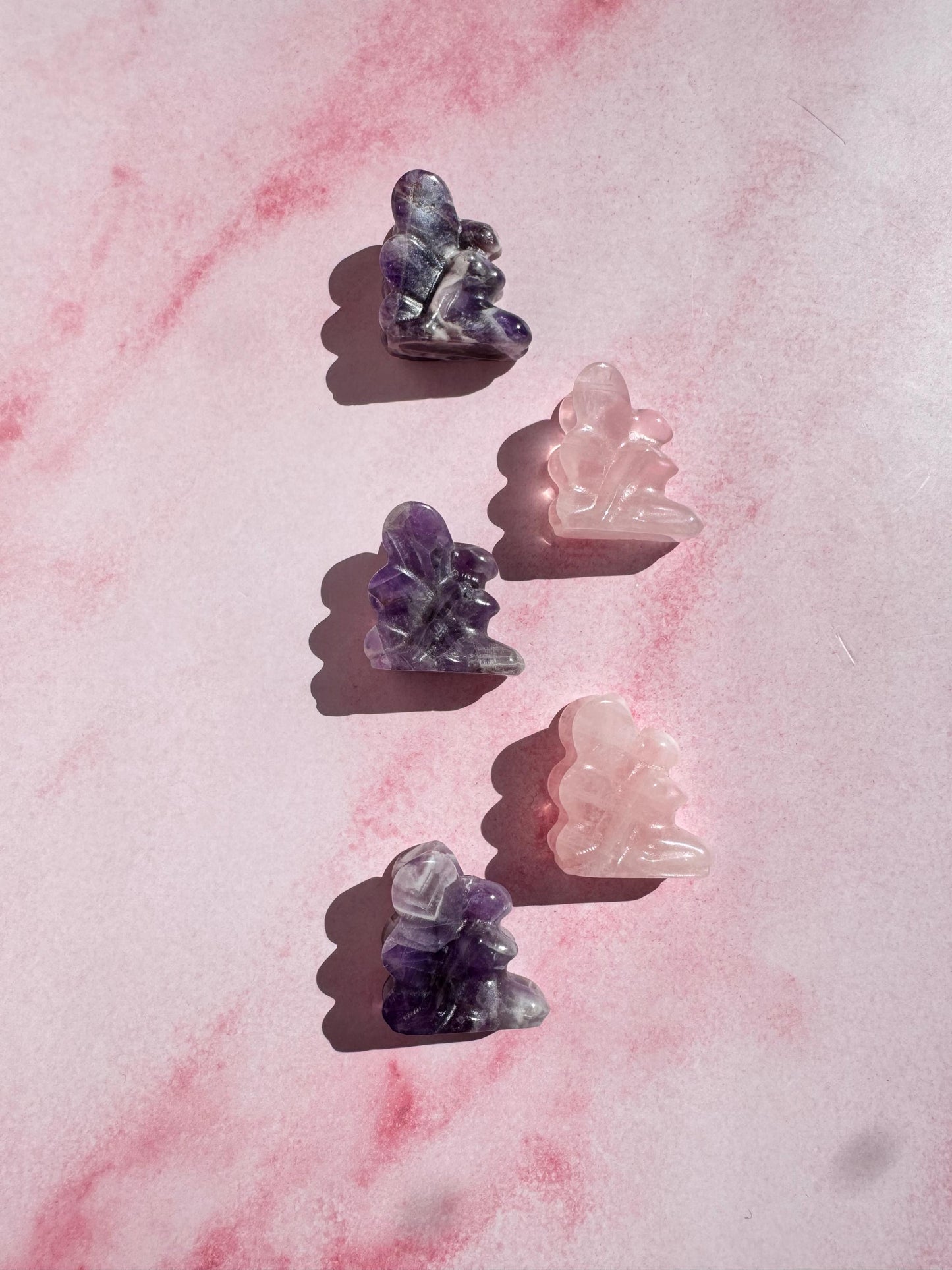 Rose Quartz Fairy Carving (1.25")