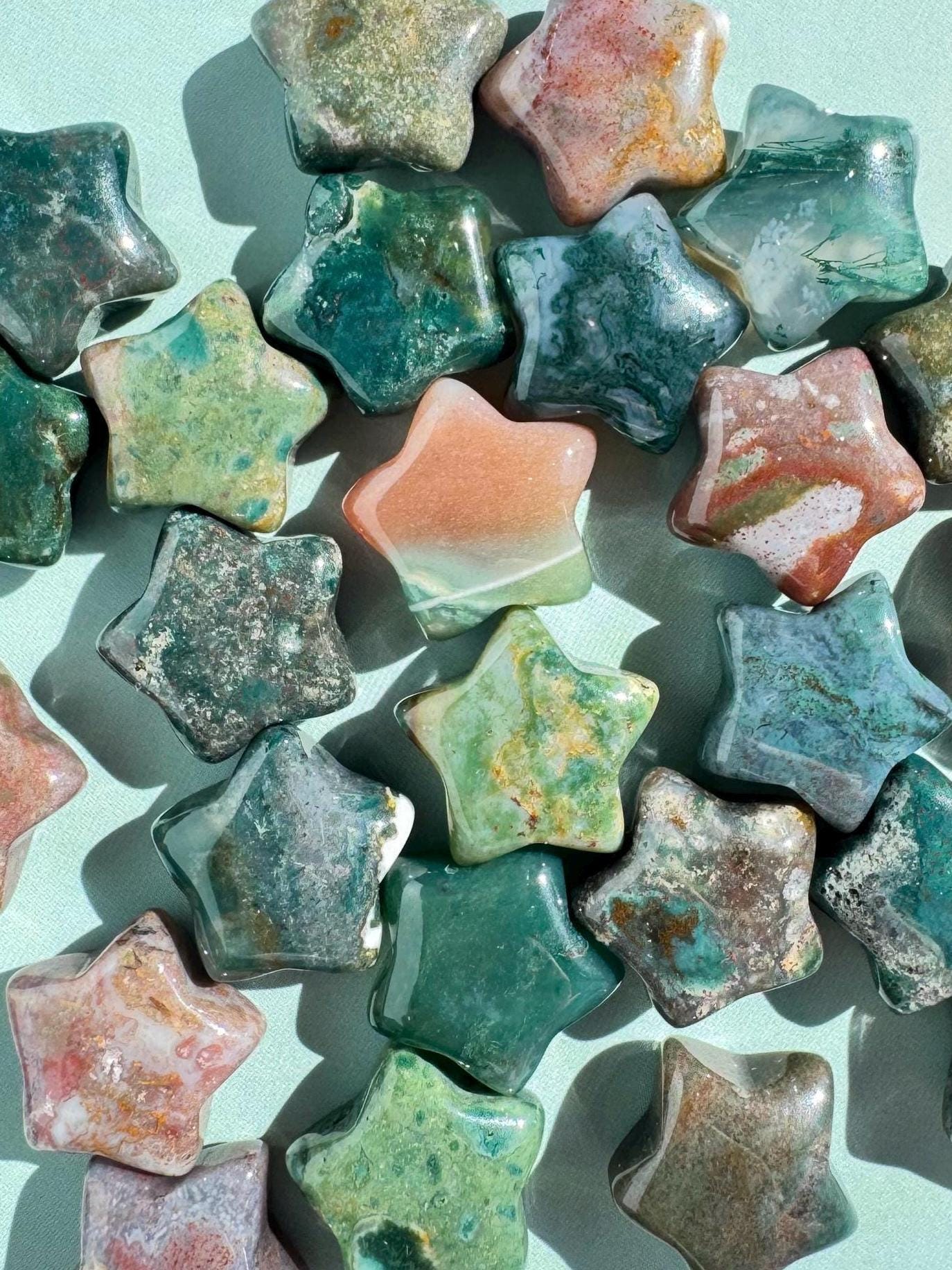 Sea Jasper Mini Star Carving (0.5")