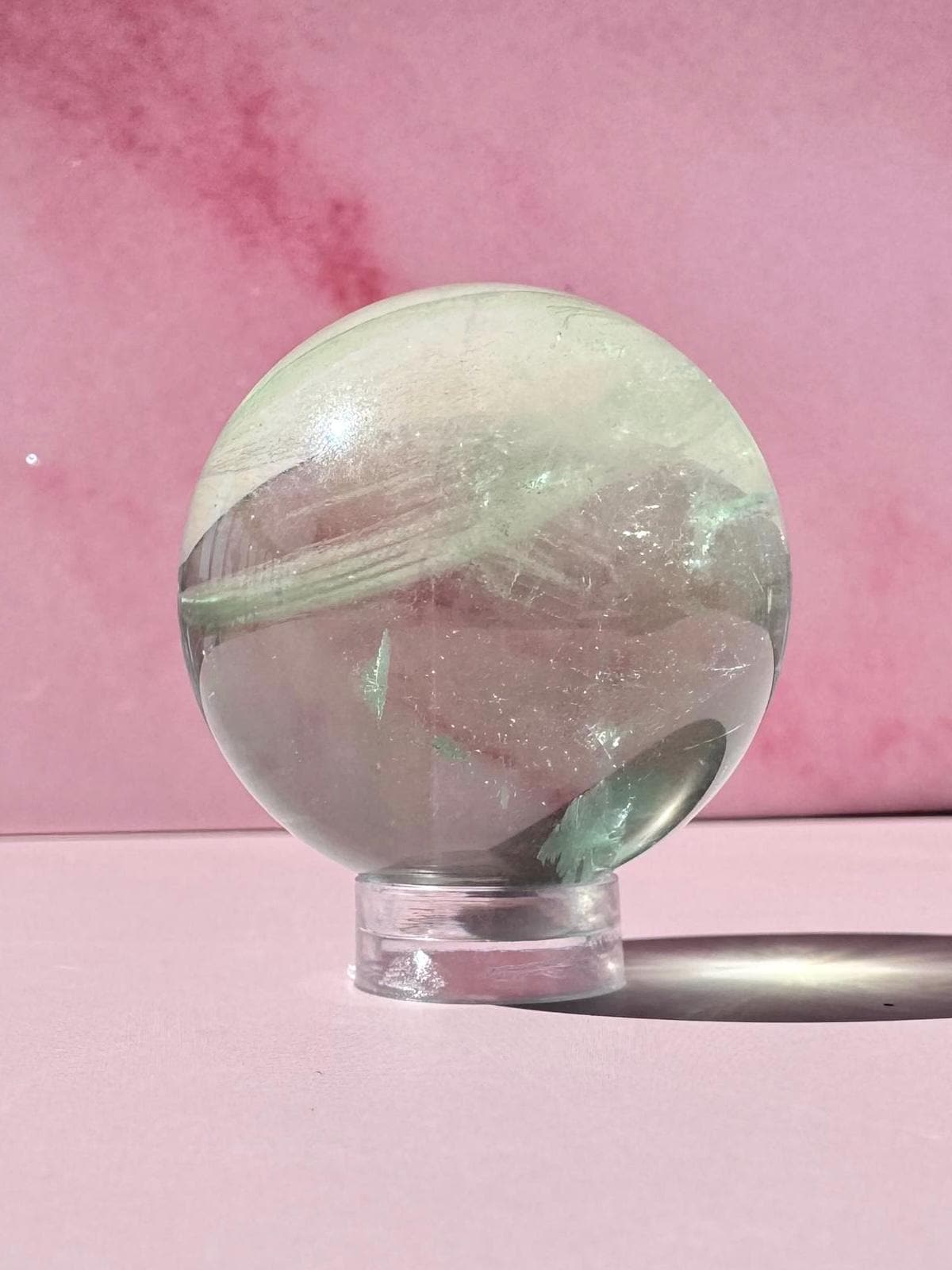 Green Fluorite Sphere from China (35mm) - Stunning Clarity
