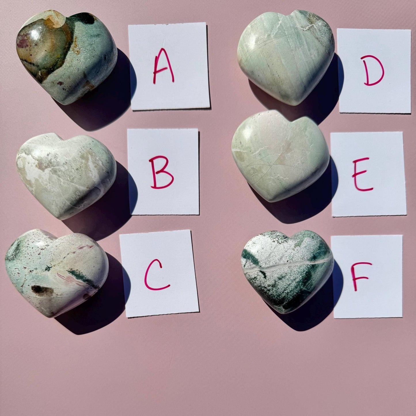 Unicorn Jasper Heart Carvings - from India