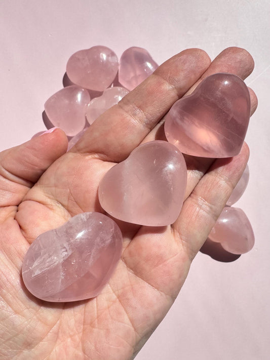 Rose Quartz Crystal Heart Carving (approx 1.5")