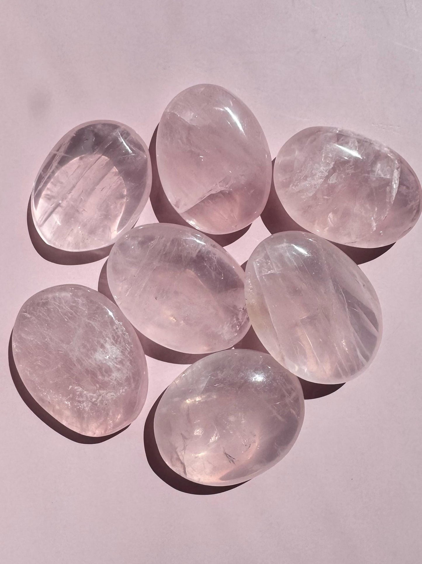 Rose Quartz Crystal Palm Stone from Madagascar (approx 1.7")