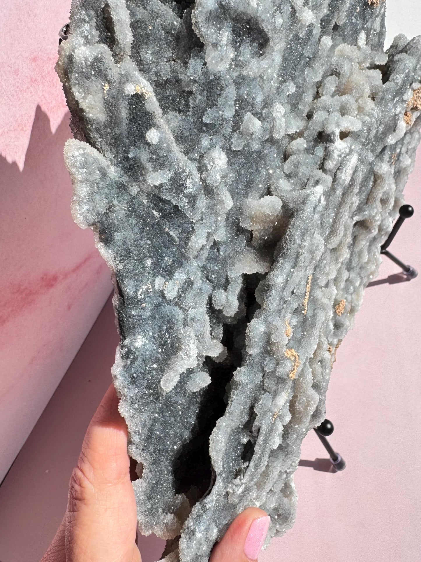 Gray Druzy Chalcedony Statement Piece (10") ITEM C - Includes Display Easel