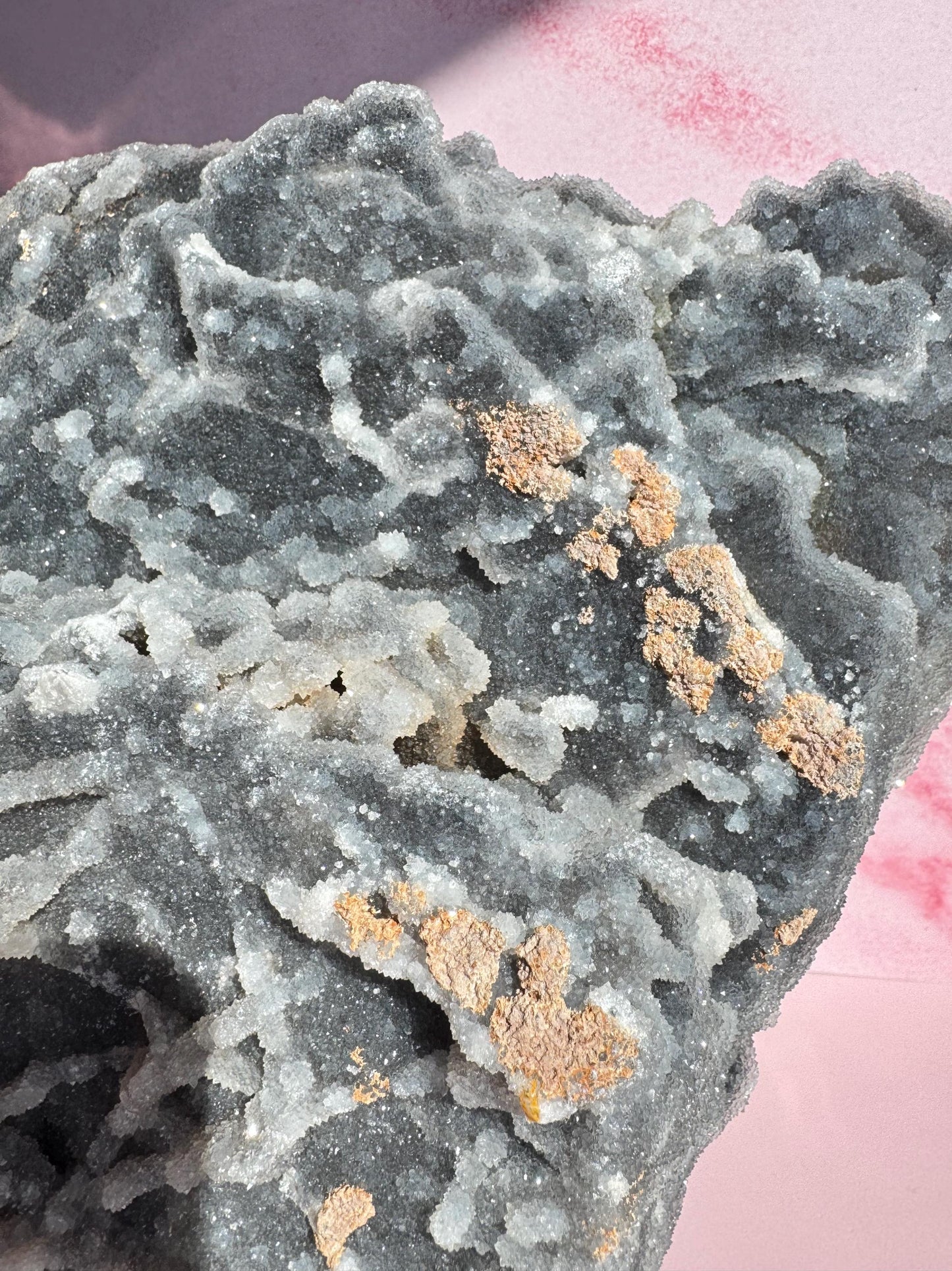 Gray Druzy Chalcedony Statement Piece (10") ITEM C - Includes Display Easel