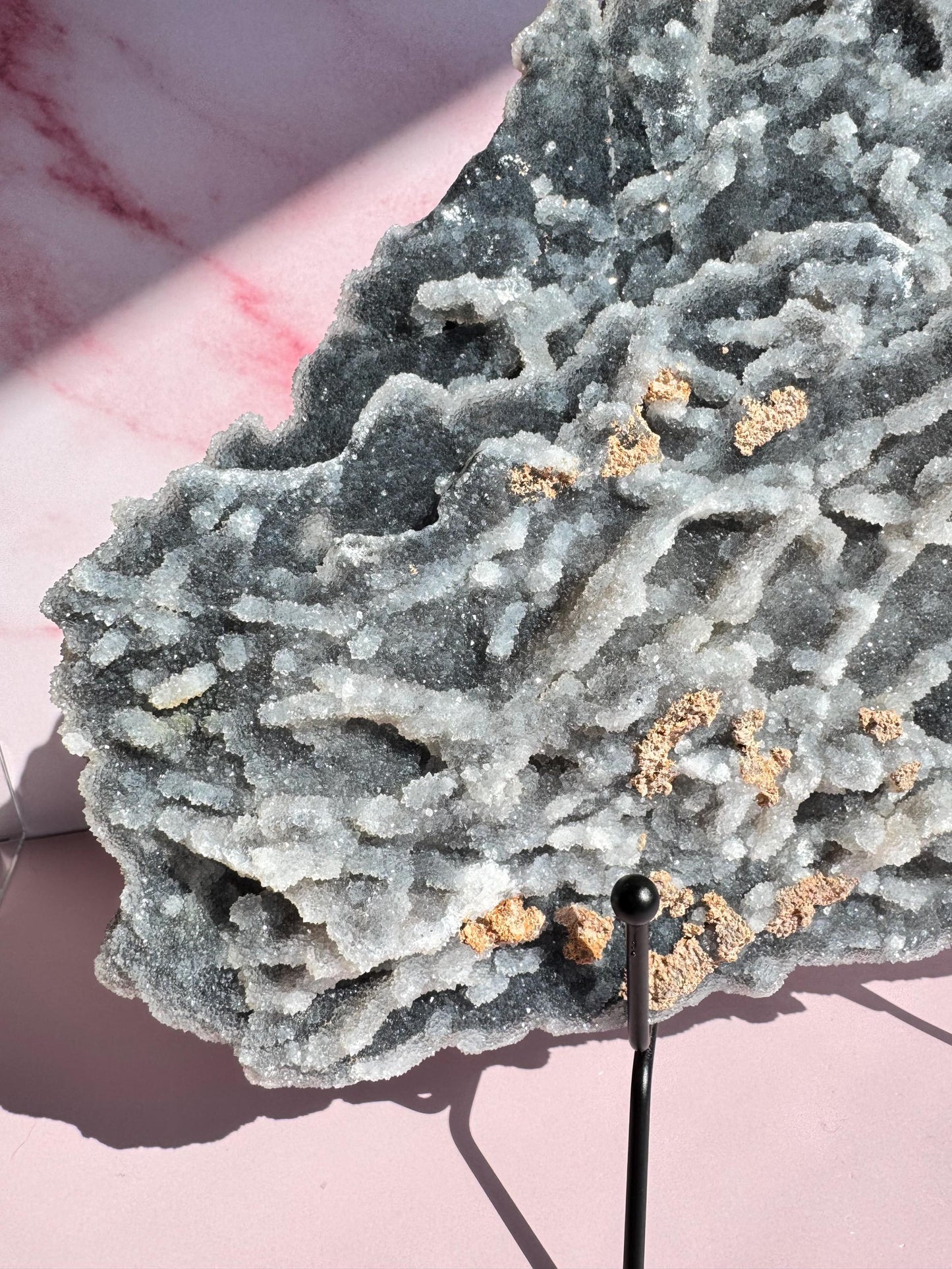 Gray Druzy Chalcedony Statement Piece (10") ITEM C - Includes Display Easel