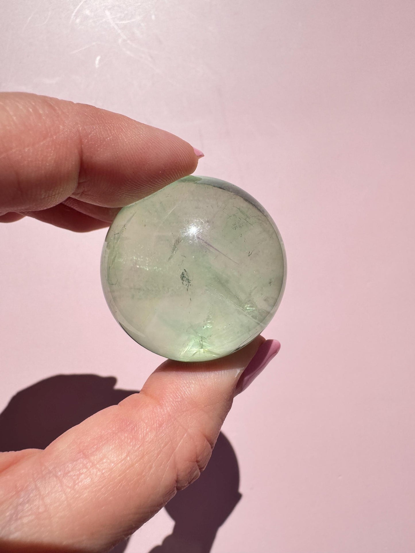 Green Fluorite Sphere from China (35mm) - Stunning Clarity