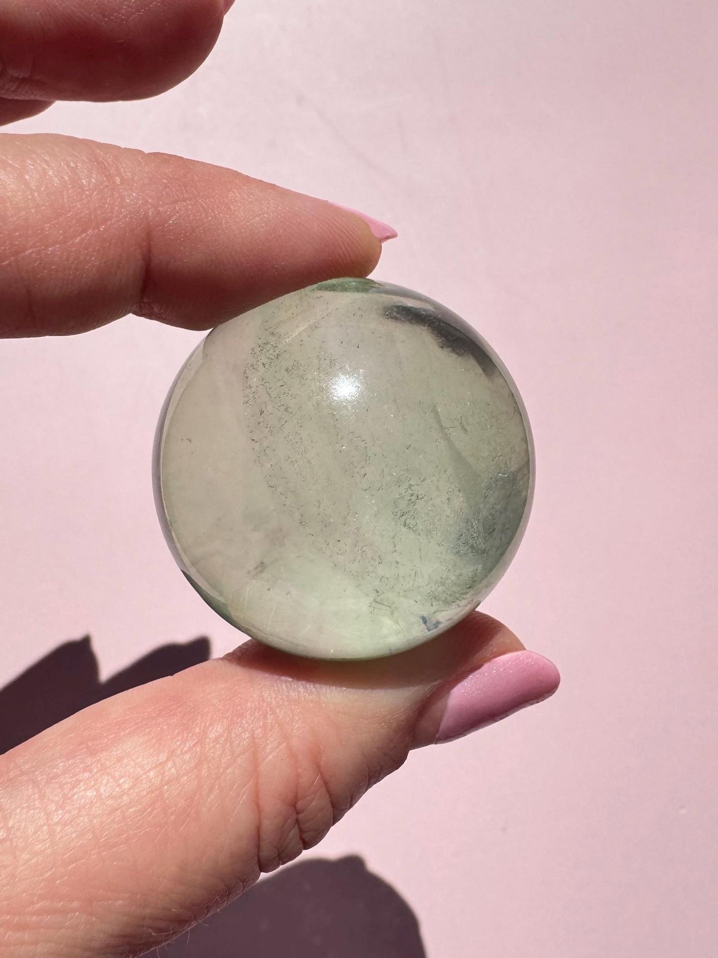 Green Fluorite Sphere from China (35mm) - Stunning Clarity