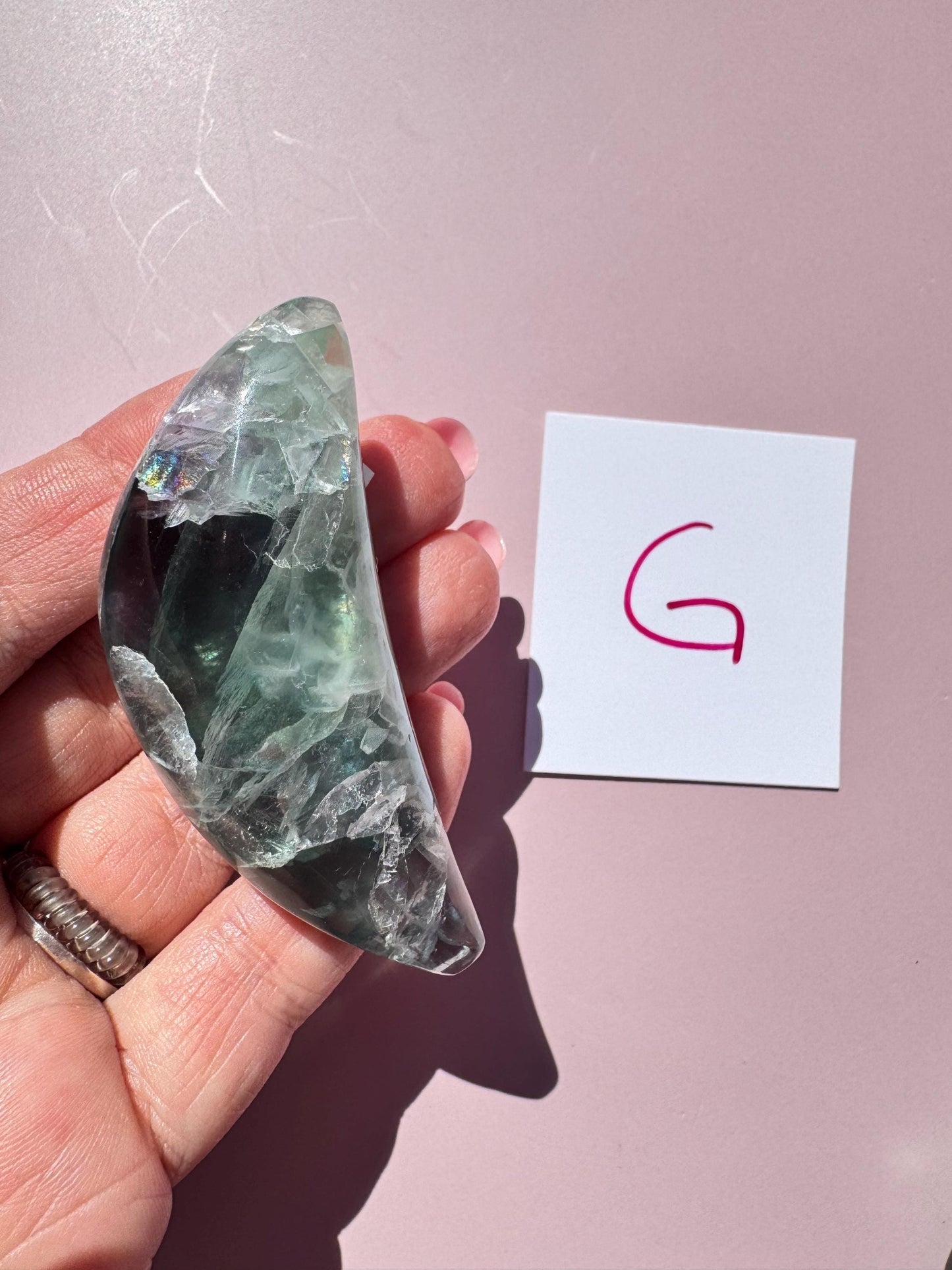 Durango Fluorite Moon Carving from Mexico - YOU CHOOSE