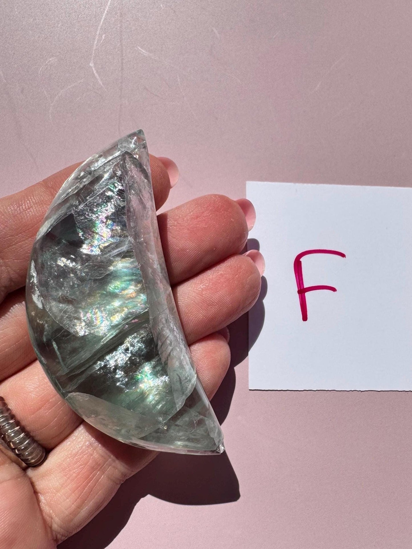 Durango Fluorite Moon Carving from Mexico - YOU CHOOSE