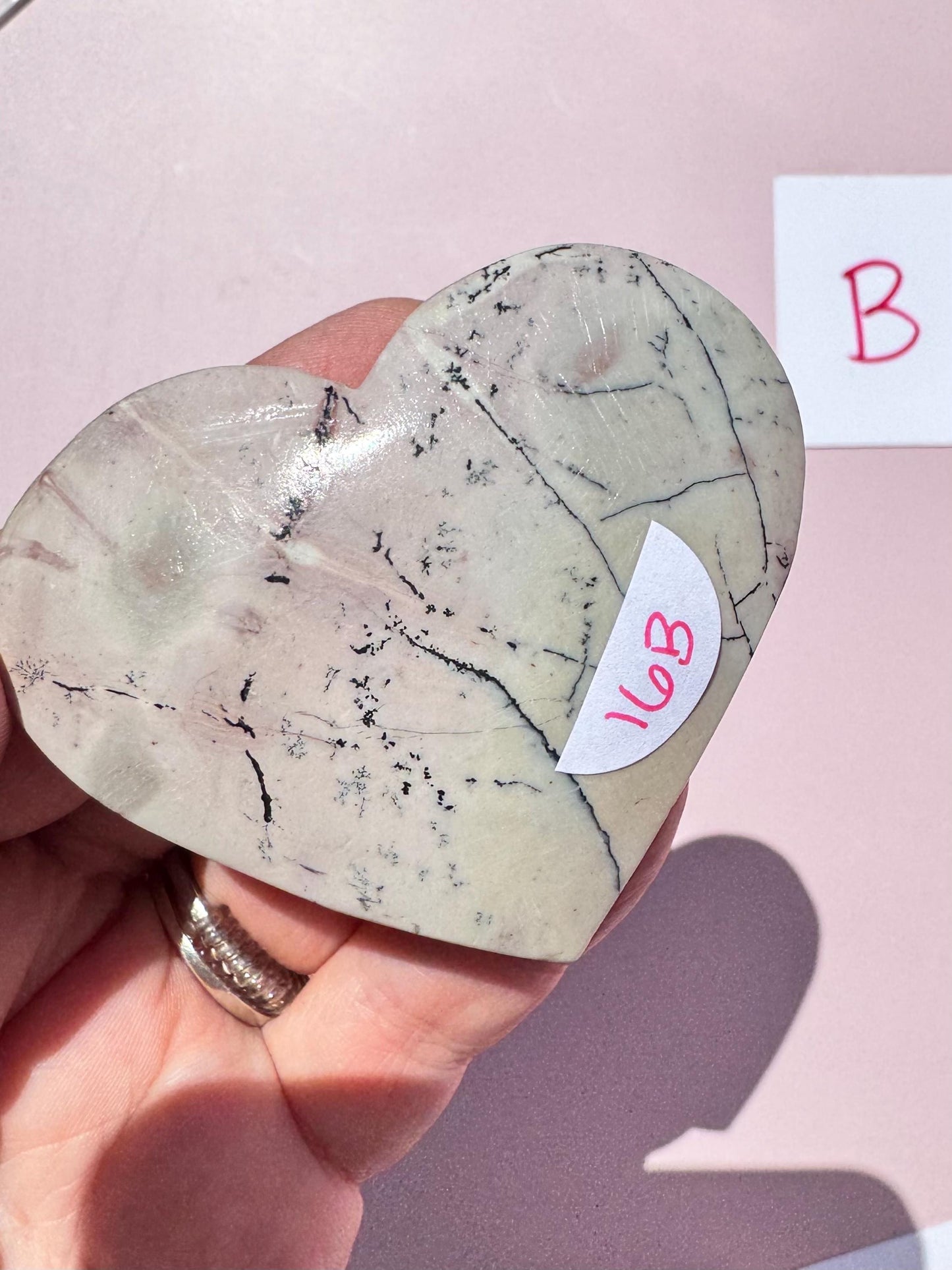 Dendritic Pink Jasper Heart Carvings - YOU CHOOSE