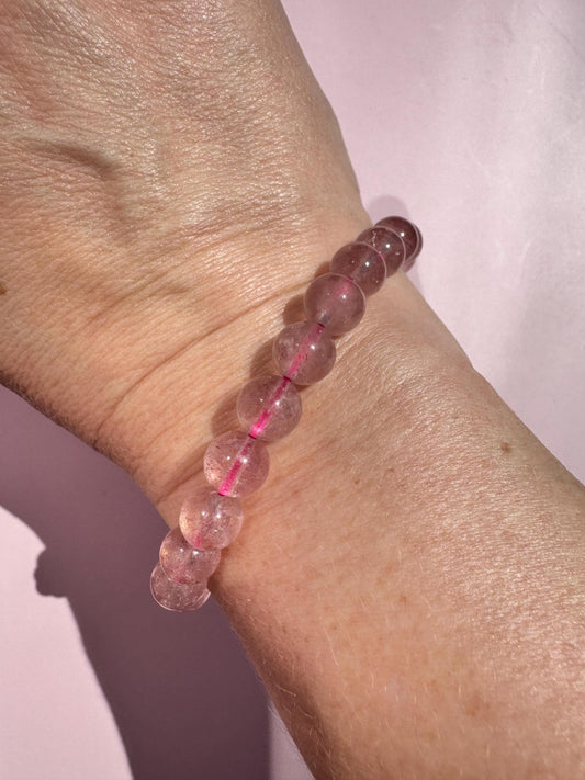 Gorgeous Strawberry Quartz Bracelet; 8mm Stretchy Bracelet