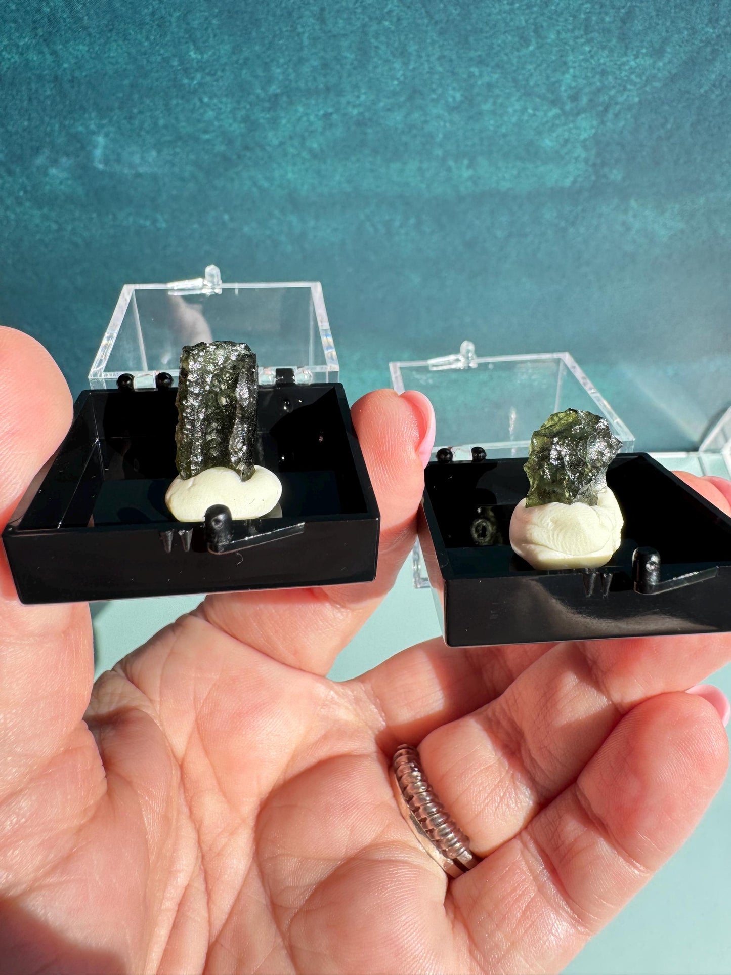 Raw Moldavite Specimen from Czech Republic - Includes Plastic Display Box - You Choose