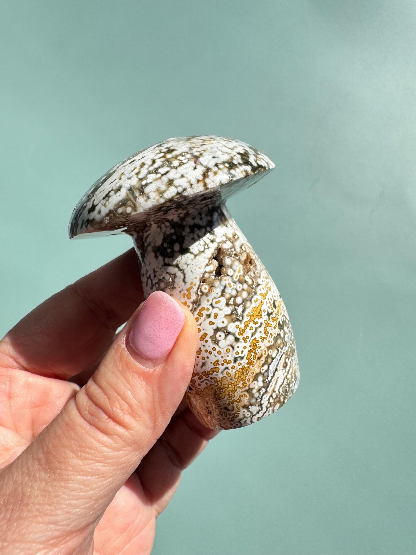 Ocean Jasper Mushroom Carving from Madagascar - Item A
