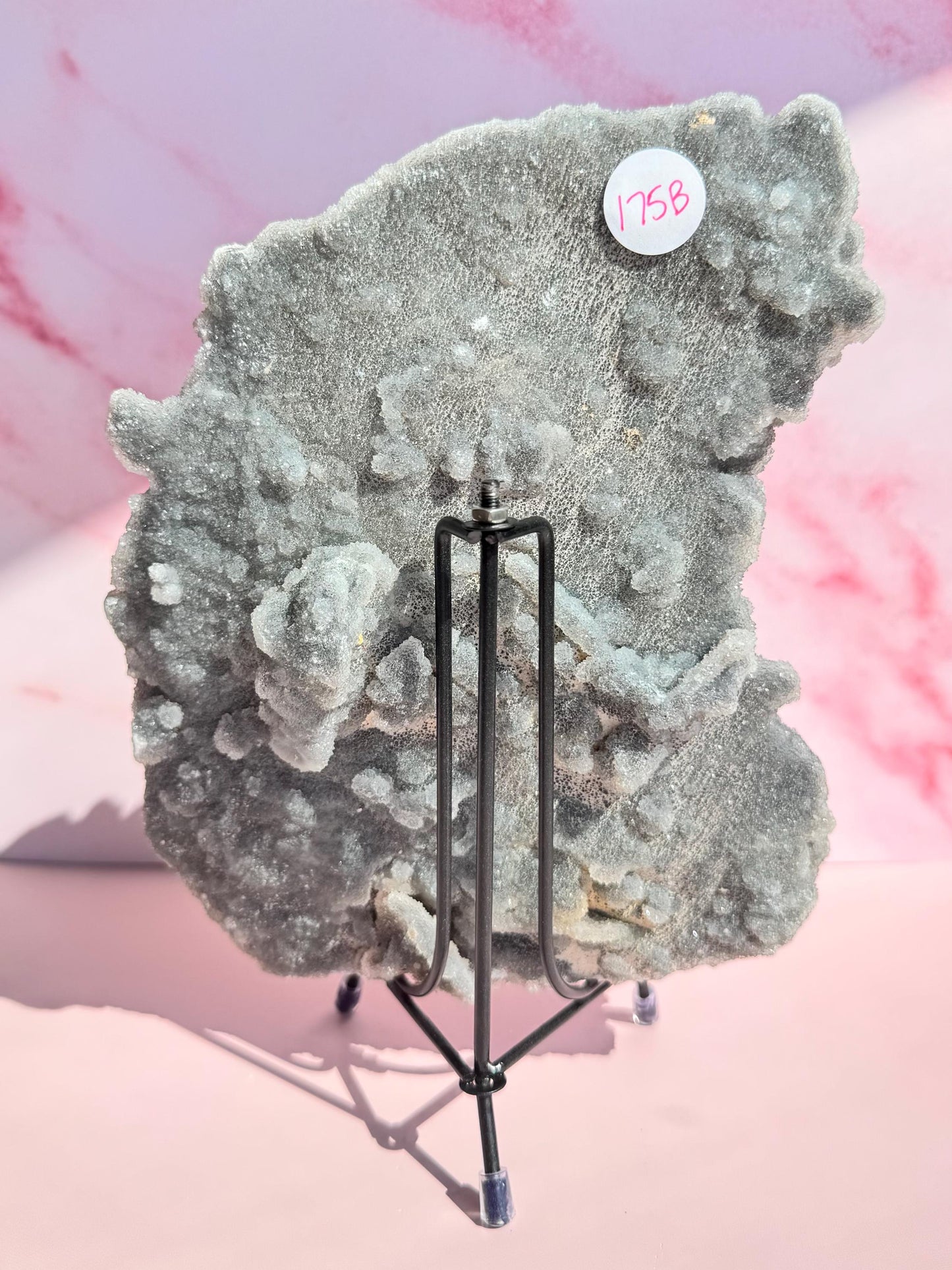 Gray Druzy Chalcedony Statement Piece (7") ITEM B - Includes Display Easel
