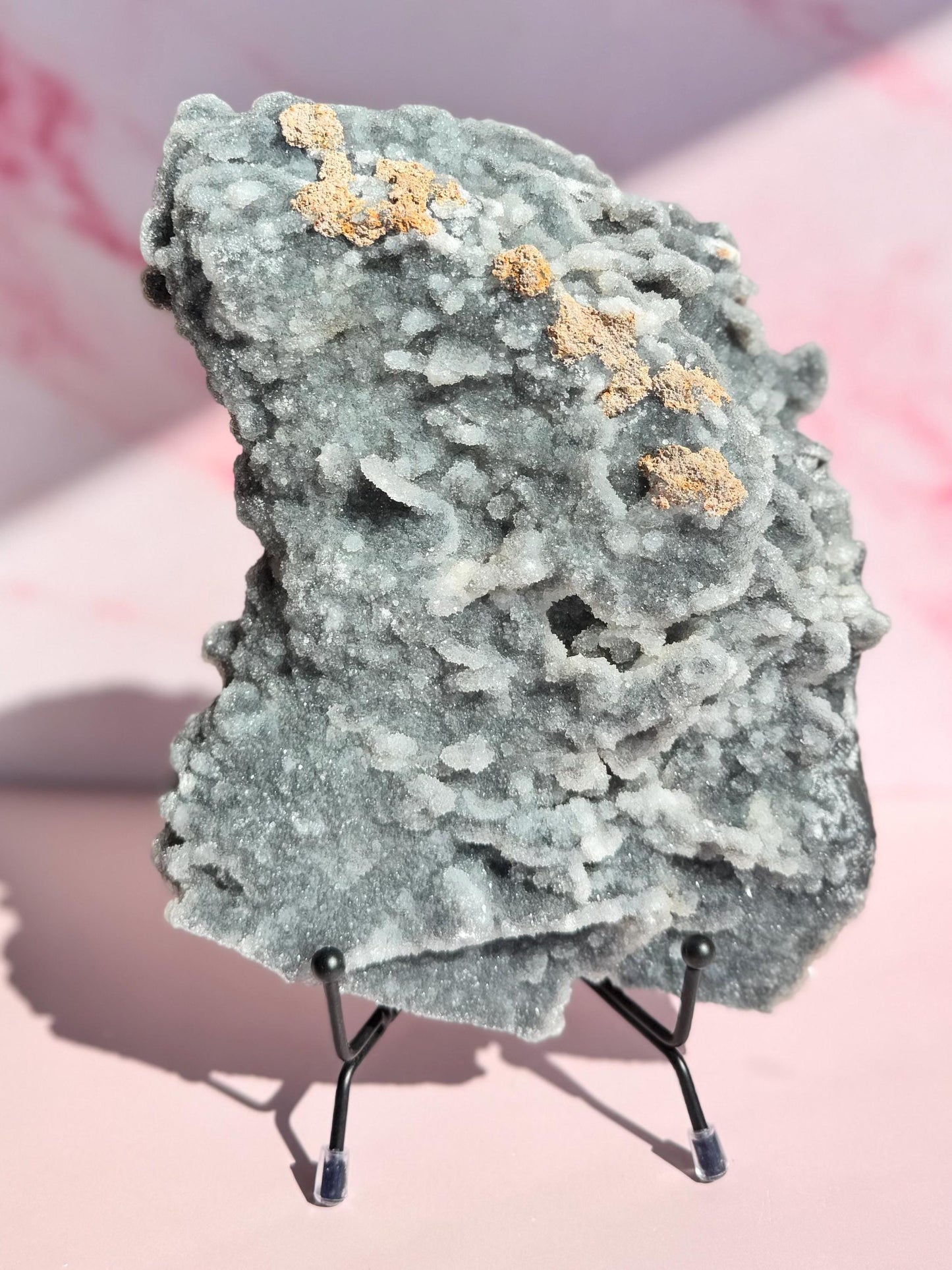 Gray Druzy Chalcedony Statement Piece (7") ITEM B - Includes Display Easel