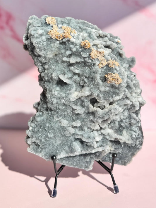 Gray Druzy Chalcedony Statement Piece (7") ITEM B - Includes Display Easel