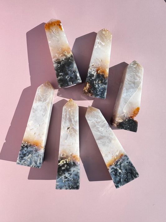 Rainbow Agate Plume Towers from Indonesia;  YOU CHOOSE - Crystal for Home Decor