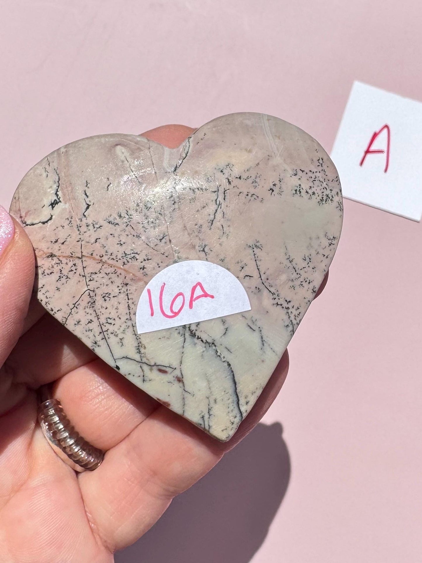 Dendritic Pink Jasper Heart Carvings - YOU CHOOSE