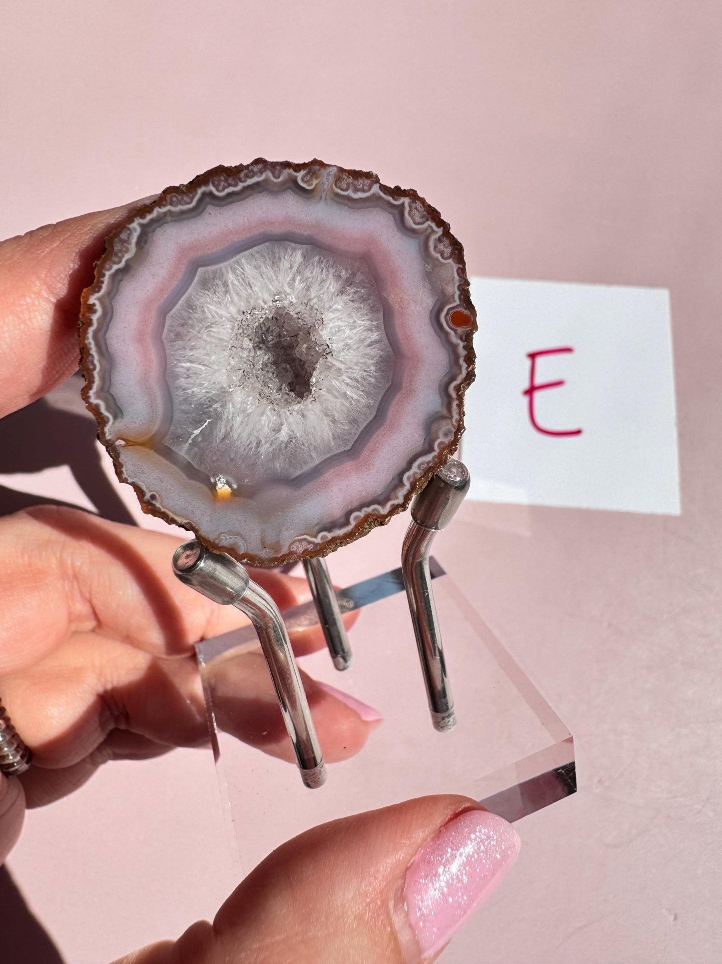 Pink Ombré and Blue Zhanguo Agate Specimen - Sparkly Druzy Center!