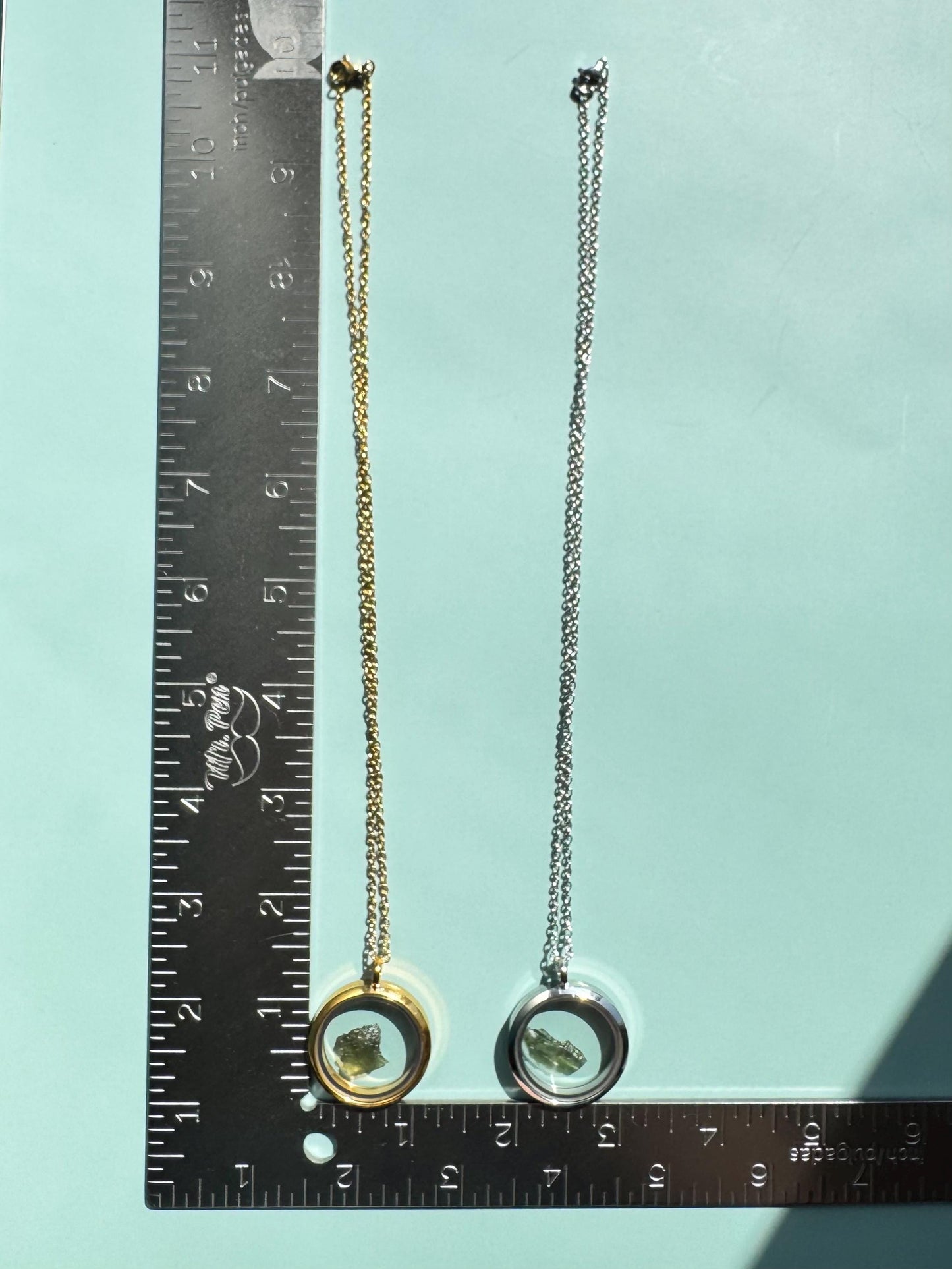 Raw Moldavite with Locket Necklace - You Choose Gold or Silver