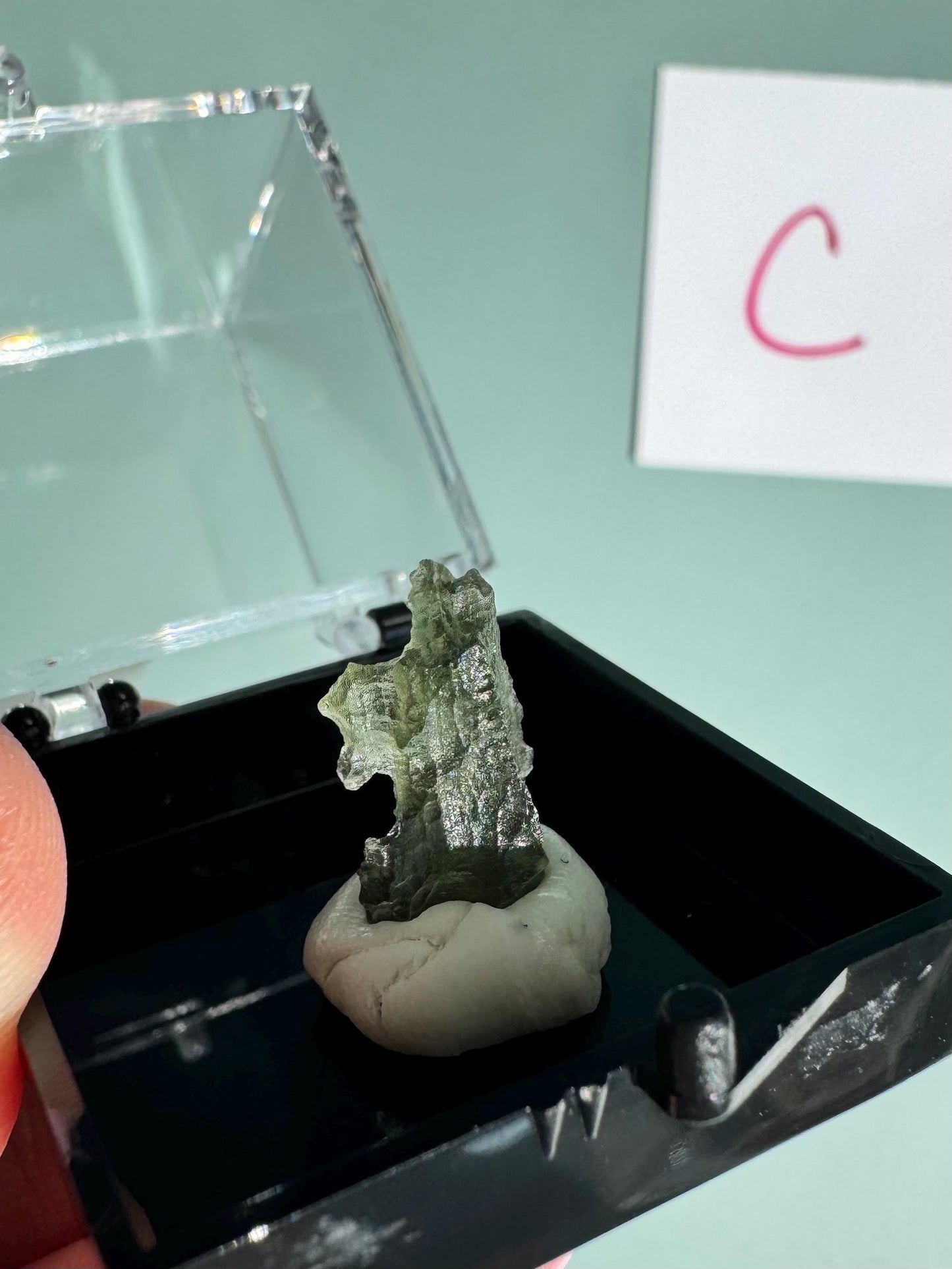 Raw Moldavite Specimen from Czech Republic - Includes Plastic Display Box - You Choose