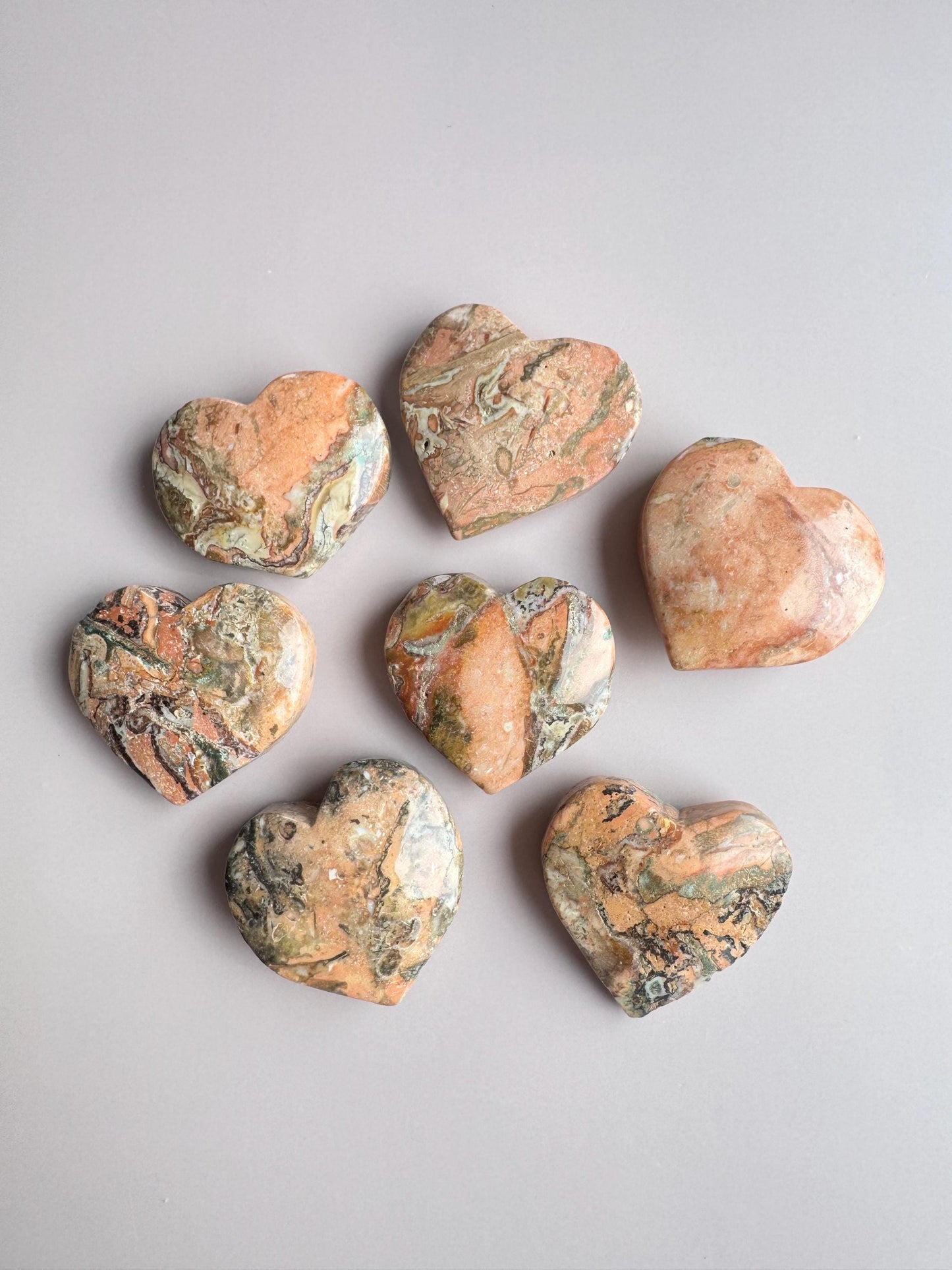 Peach Jasper Puffy Heart Carvings