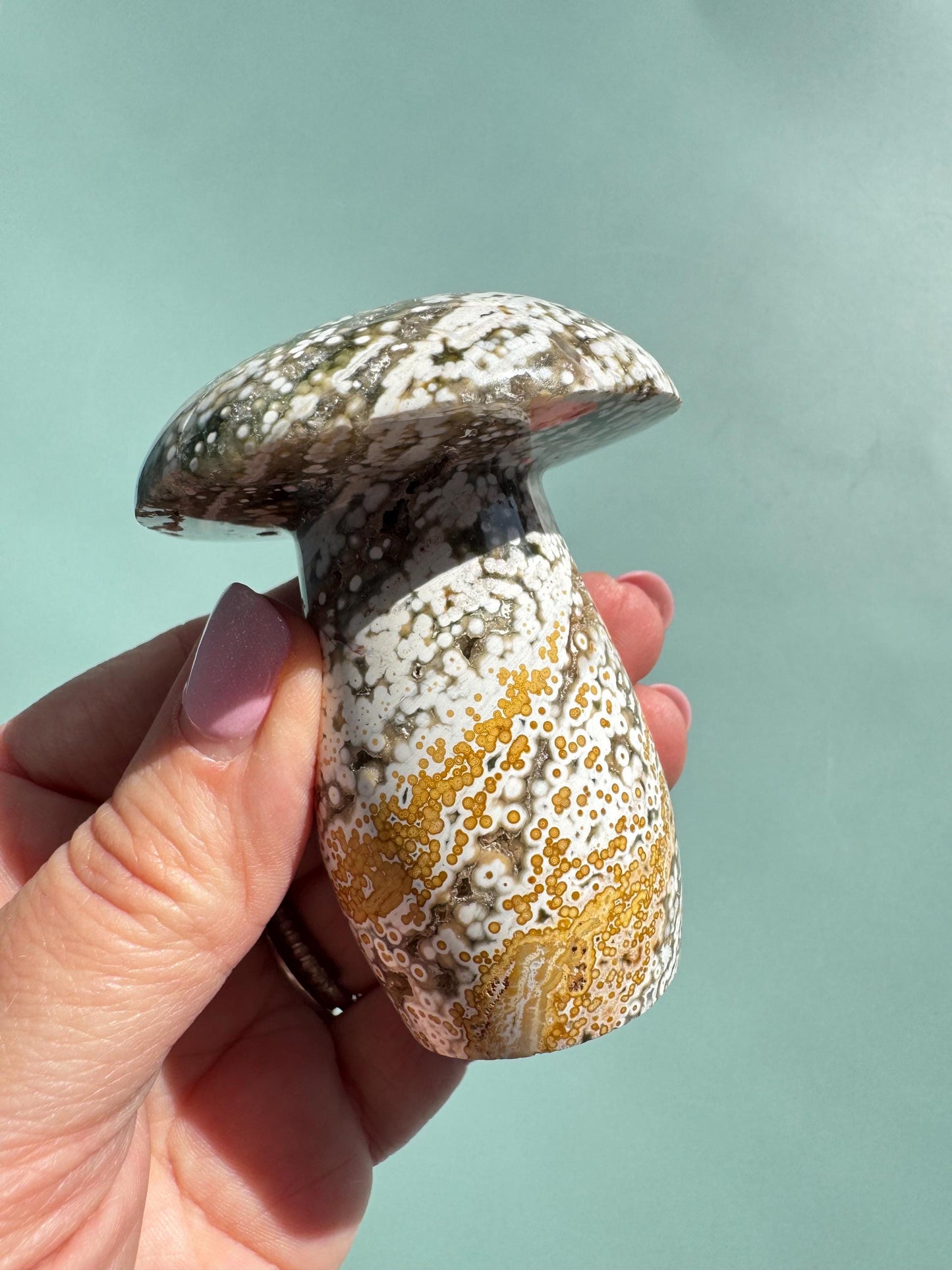 Ocean Jasper Mushroom Carving from Madagascar - Item A