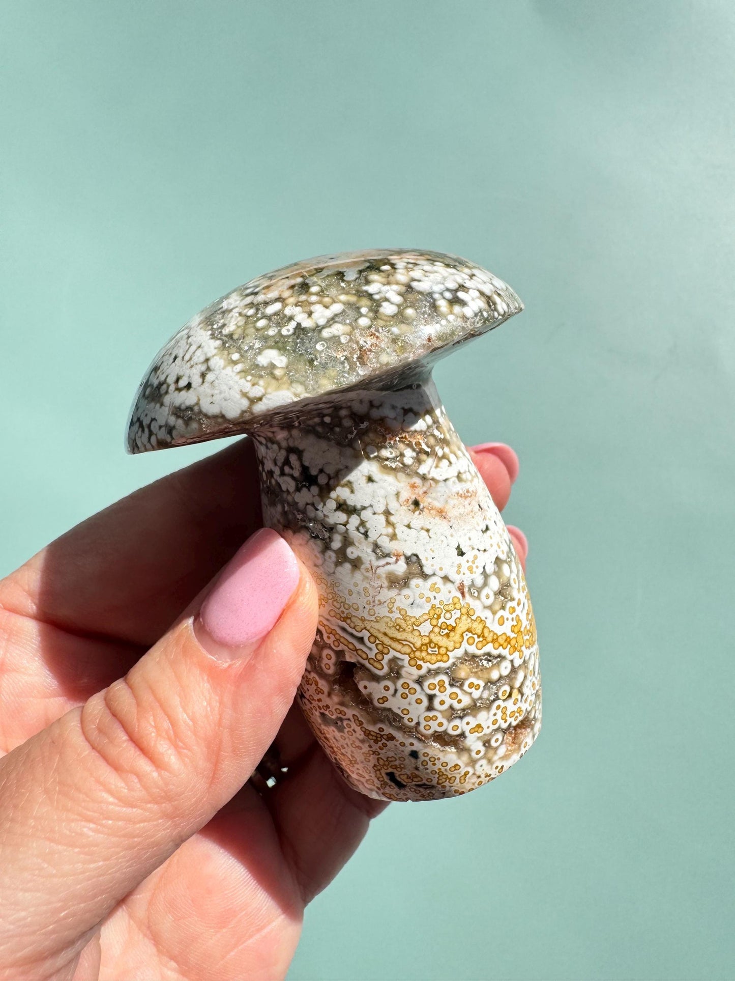 Ocean Jasper Mushroom Carving from Madagascar - Item A