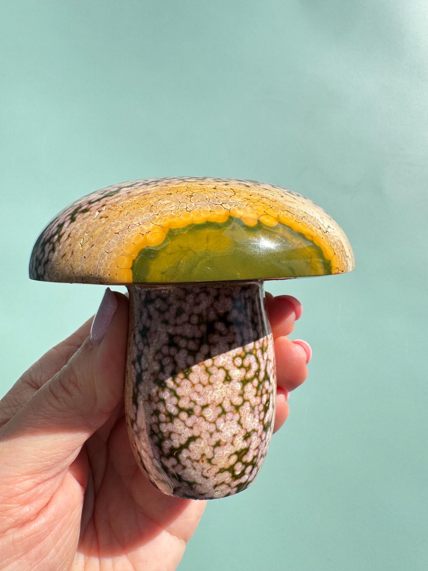 Kabamby Ocean Jasper Mushroom Carving from Madagascar - Item D