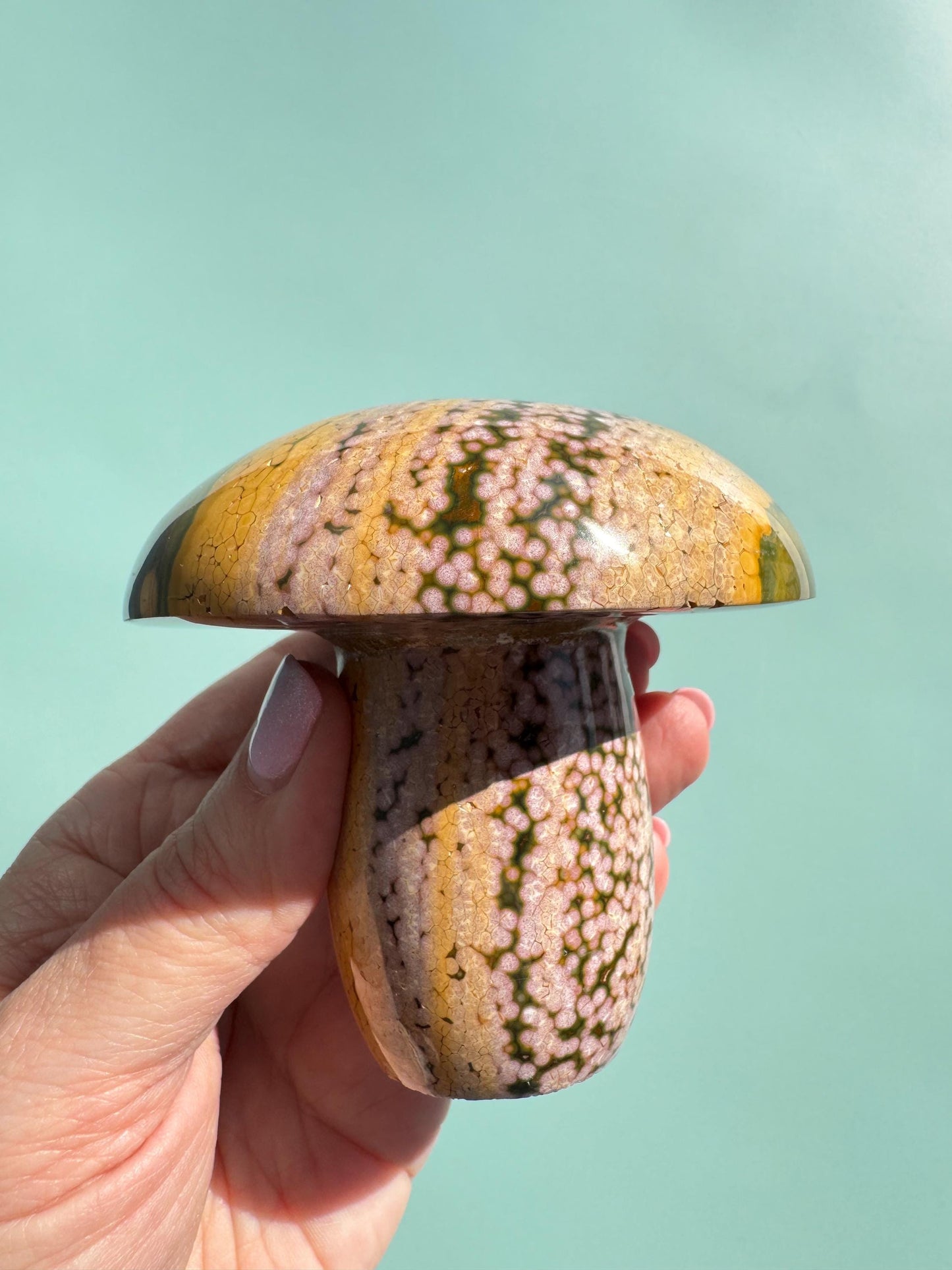 Kabamby Ocean Jasper Mushroom Carving from Madagascar - Item D