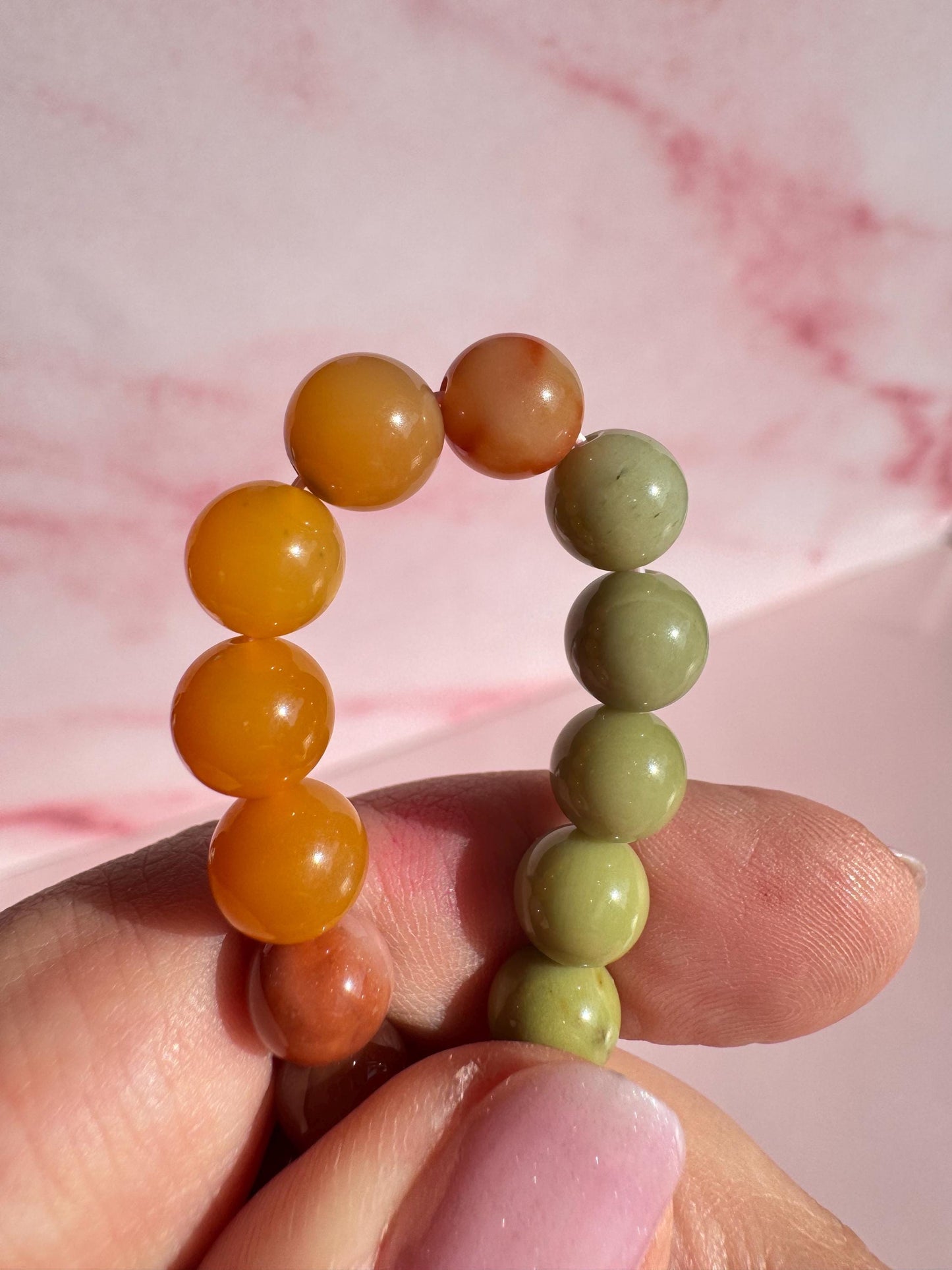 Alashan Jade Beaded Bracelet; 8mm Stretchy Cord; 6.25" Diameter