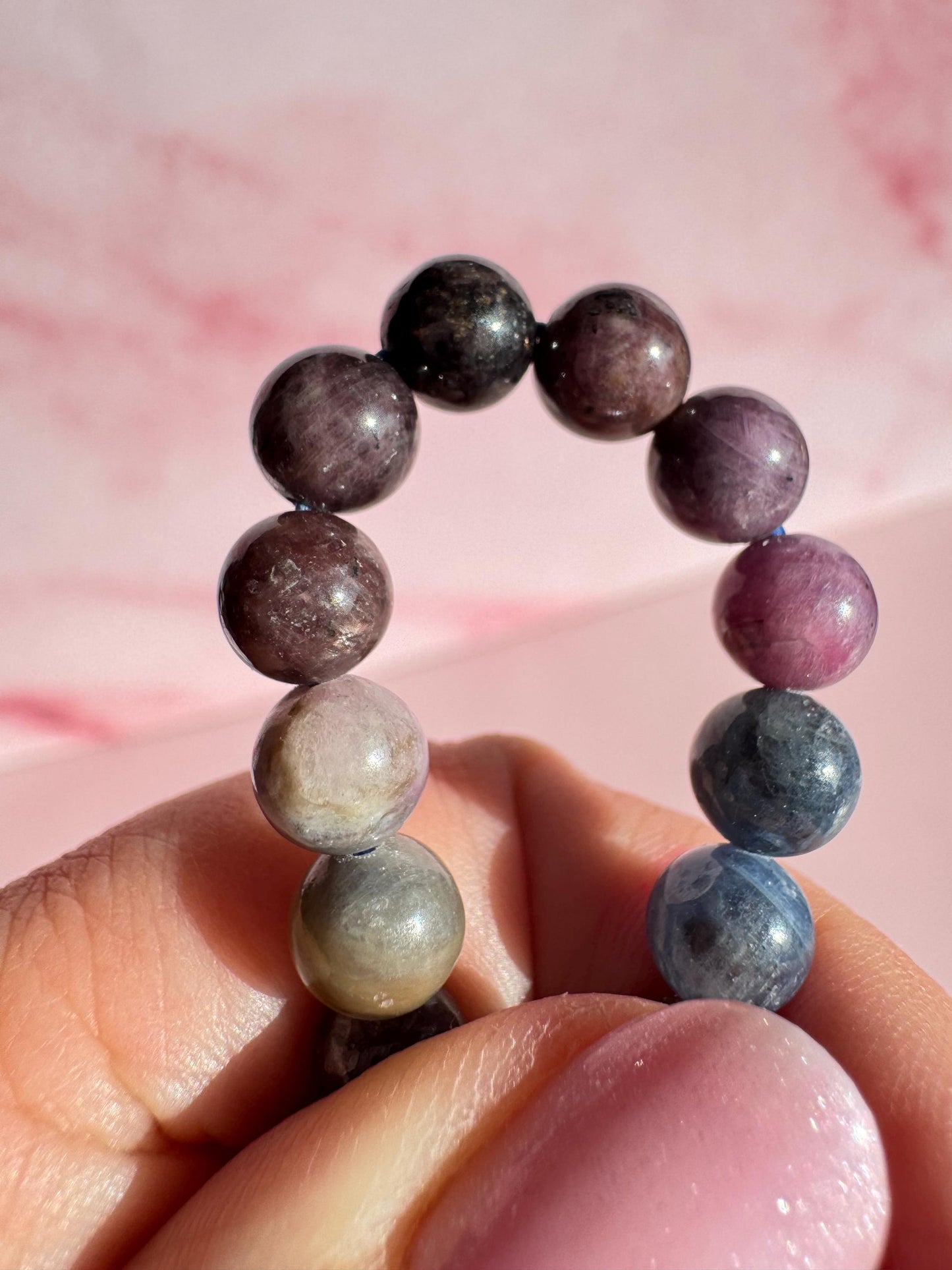 Gorgeous Sapphire Beaded Bracelet; 6mm Stretchy Cord; 6.5" Diameter