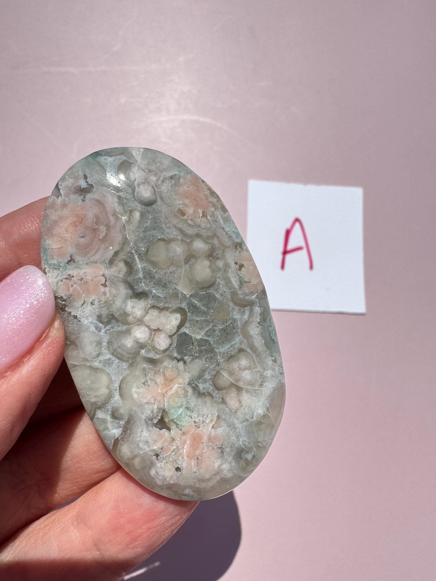 Green Flower Agate Palm Stones - YOU CHOOSE