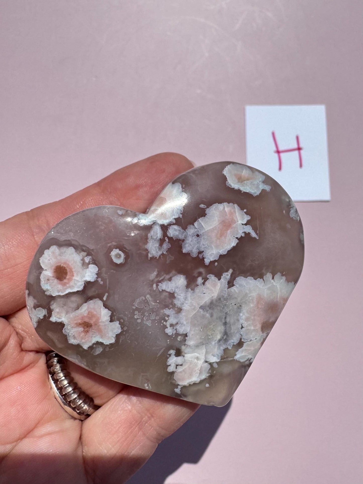 Green Flower Agate Heart Carvings - YOU CHOOSE