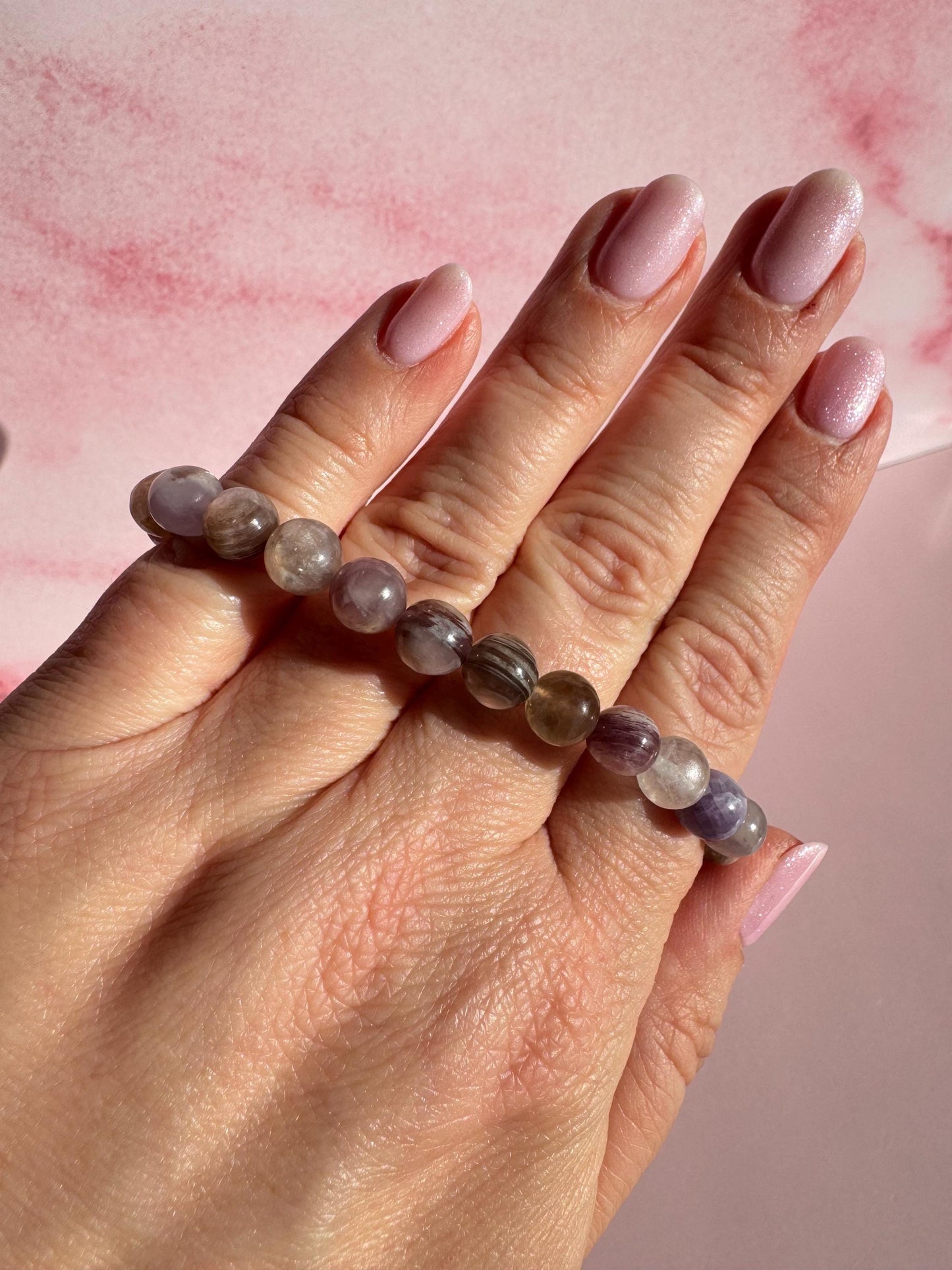 Lepidolite Bracelet - 7mm Beads; 6.25" Diameter