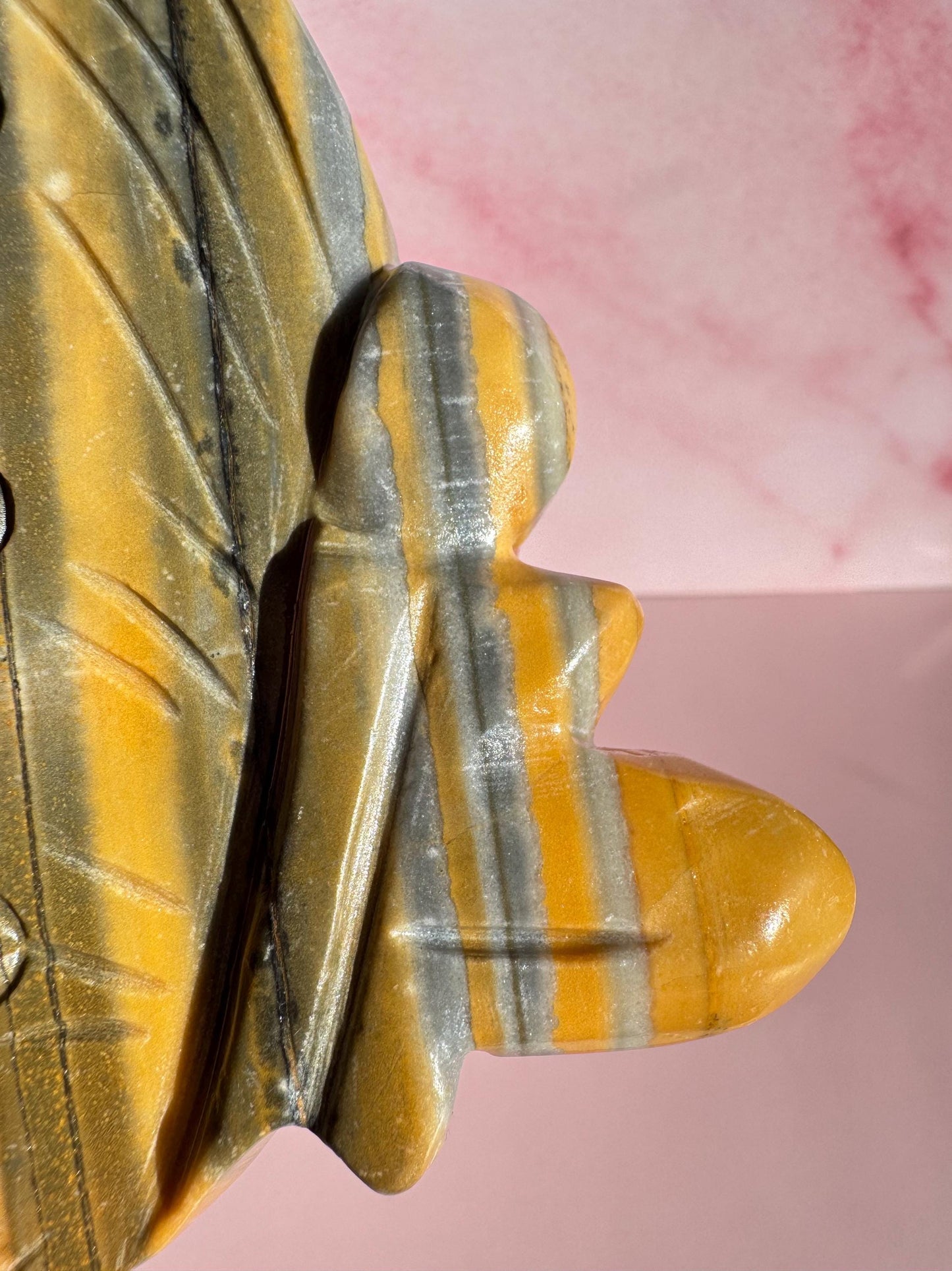 Yellow and Black Bumblebee Jasper Fairy Carving