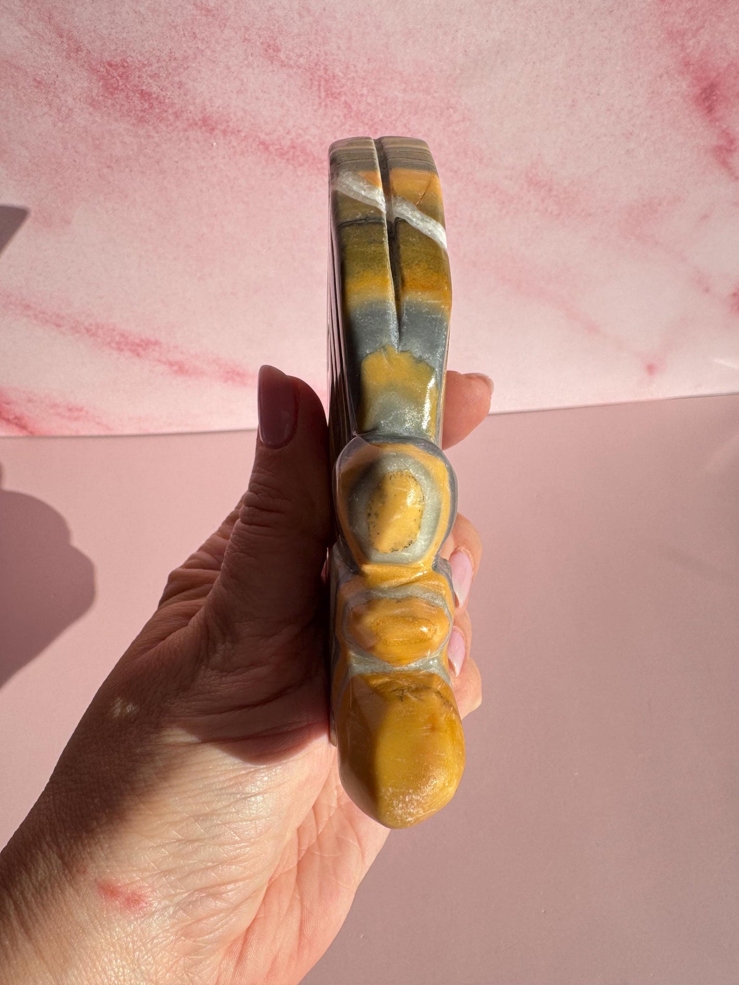 Yellow and Black Bumblebee Jasper Fairy Carving