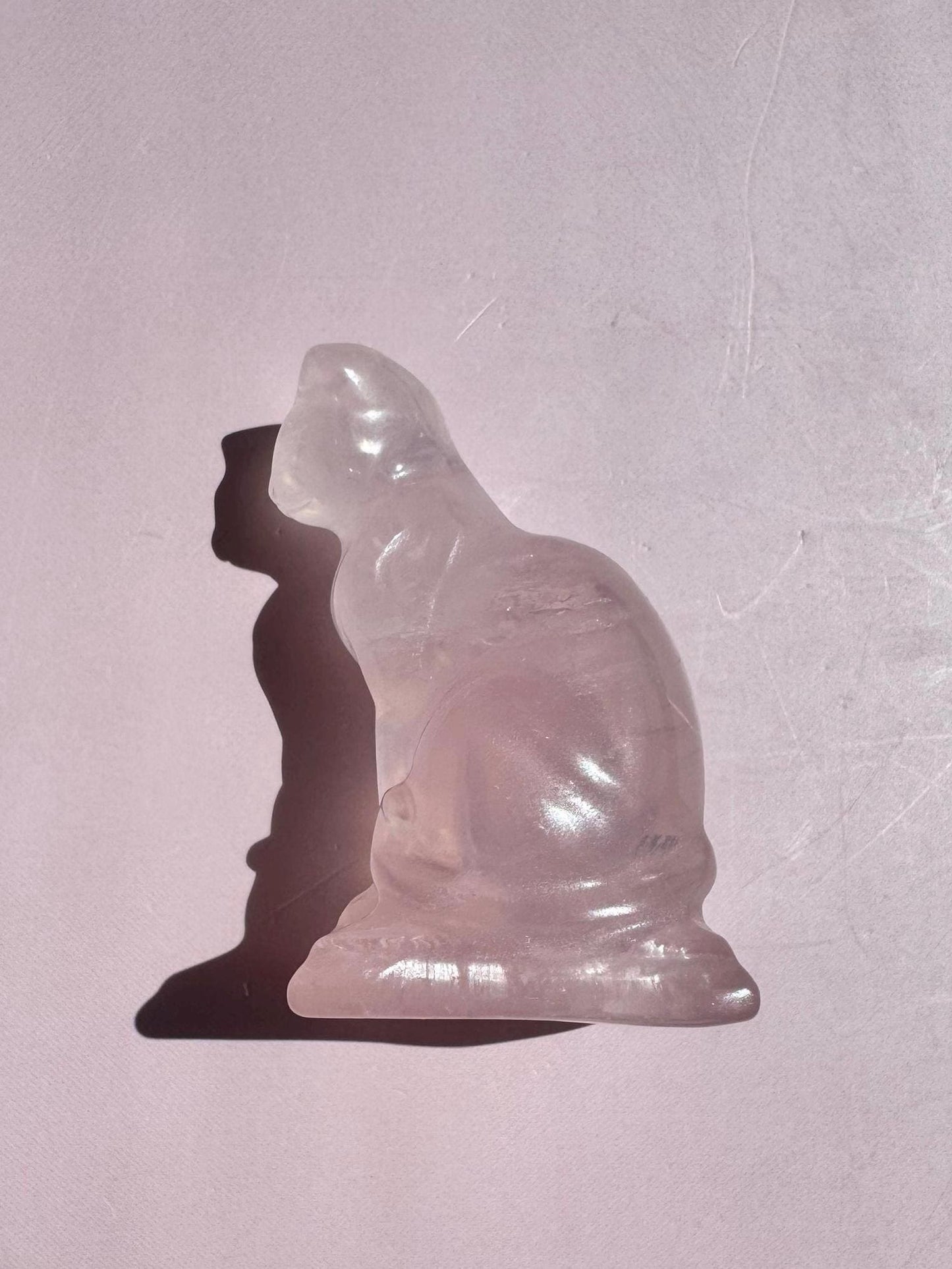 Rose Quartz Sphinx Cat Carving, Pink Crystal Kitty, Crystal Gift