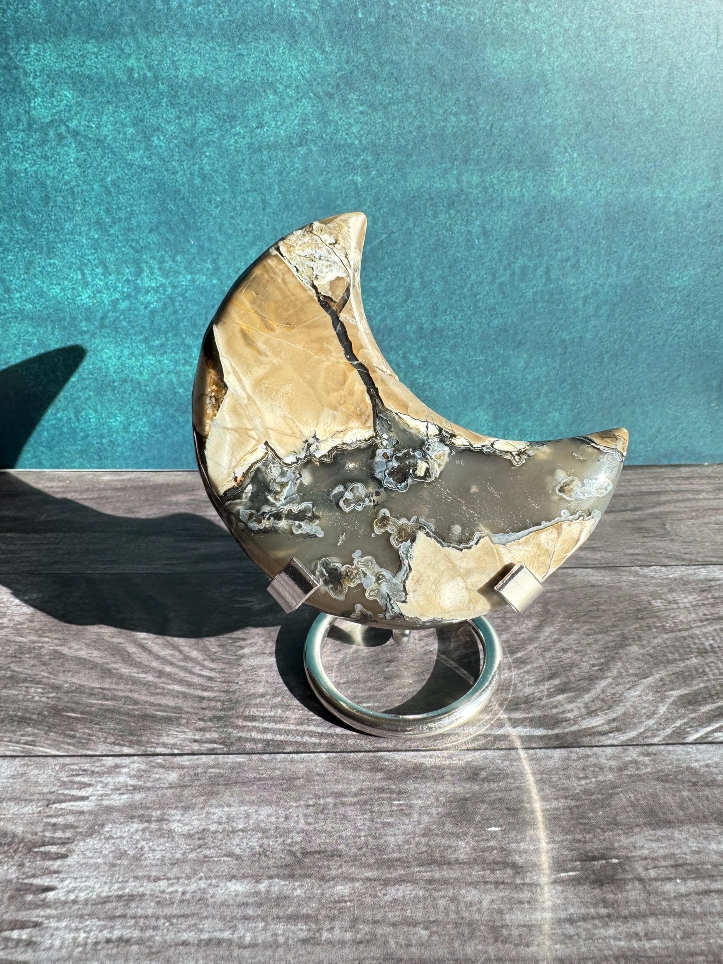 Volcano Agate Moon Carvings - UV Reactive;  YOU CHOOSE